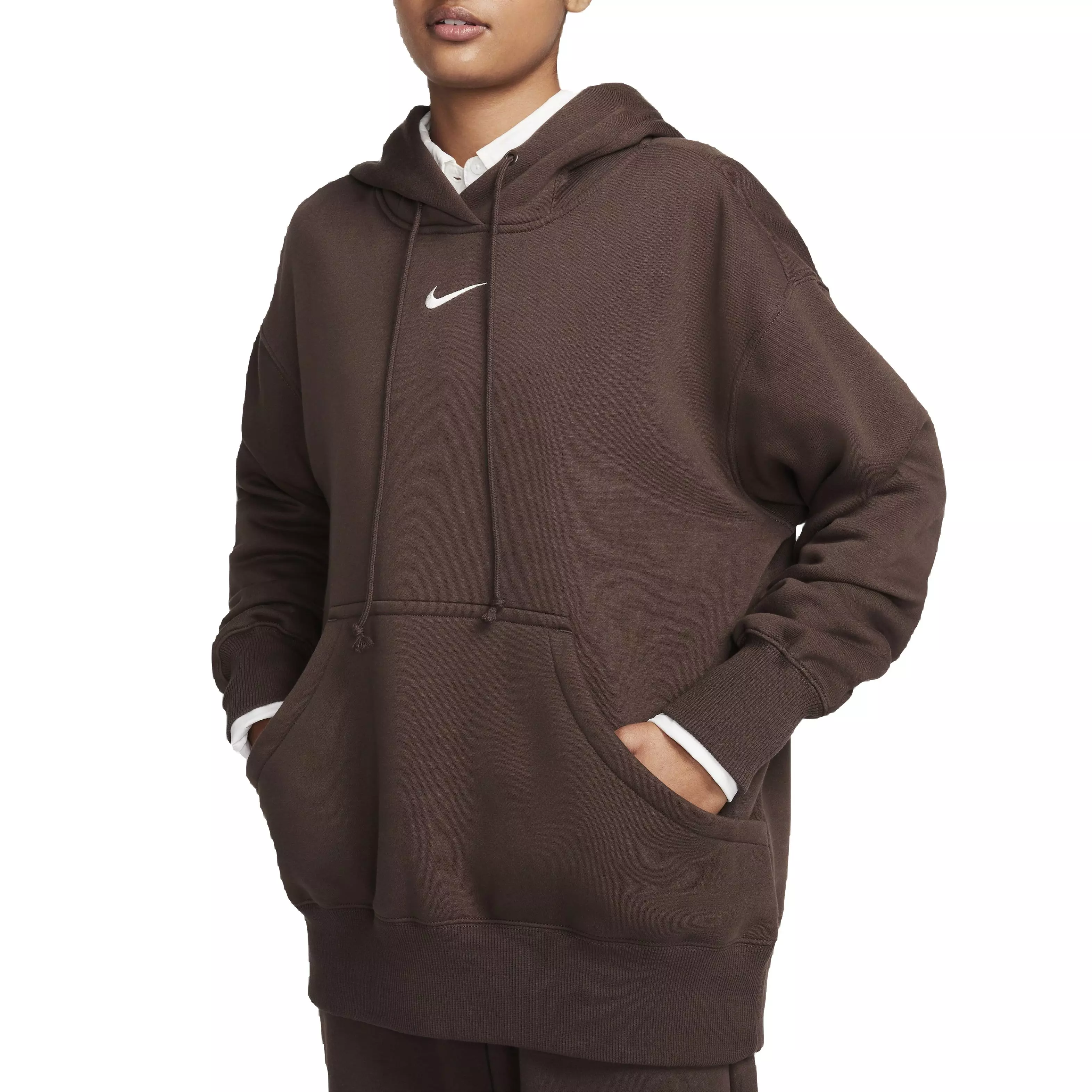 Nike Women's Sportswear Phoenix Fleece Oversized Pullover Hoodie - BROWN
