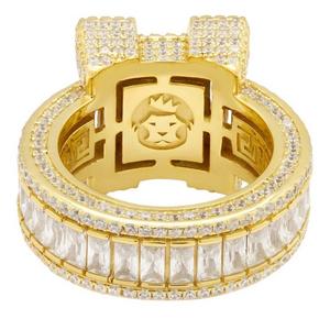 King Ice Baguette-Cut Platform Ring - Gold - GOLD