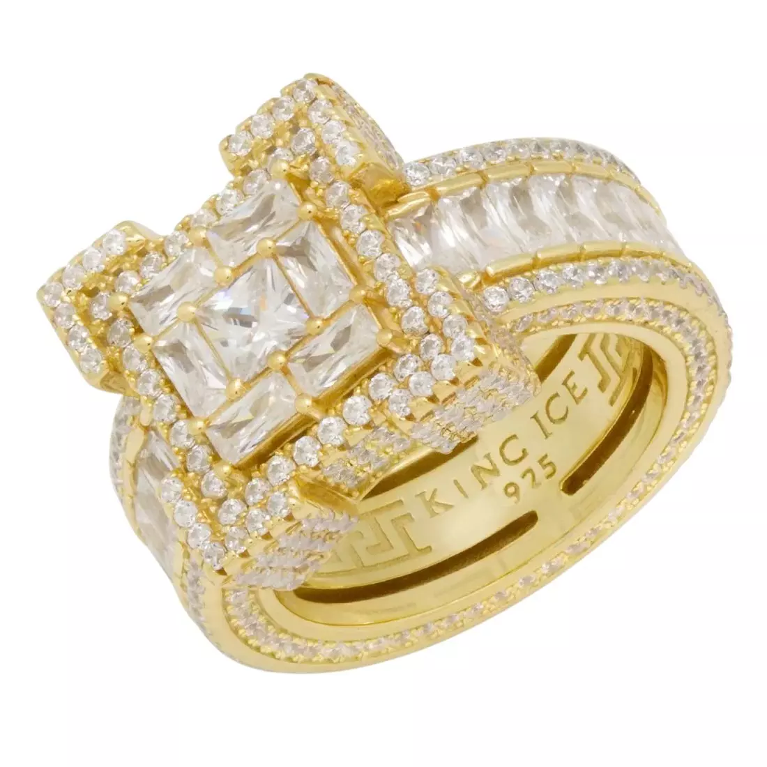 King Ice Baguette-Cut Platform Ring - Gold - GOLD