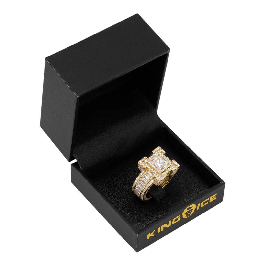 King Ice Baguette-Cut Platform Ring - Gold - GOLD