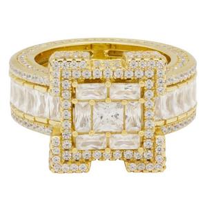 King Ice Baguette-Cut Platform Ring - Gold - GOLD