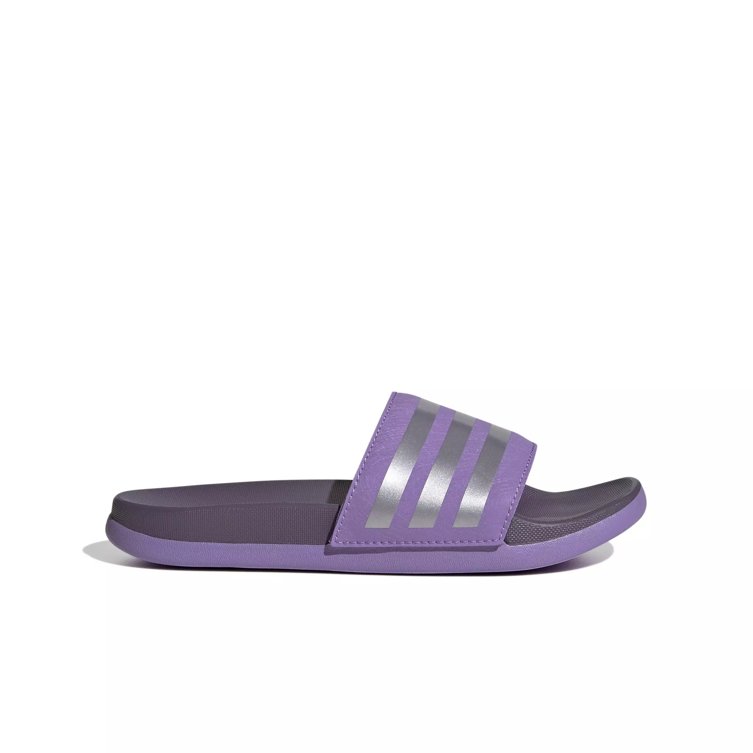 adidas Adilette Comfort "Violet Fusion/Metallic Silver" Preschool Girls' Slide - PURPLE