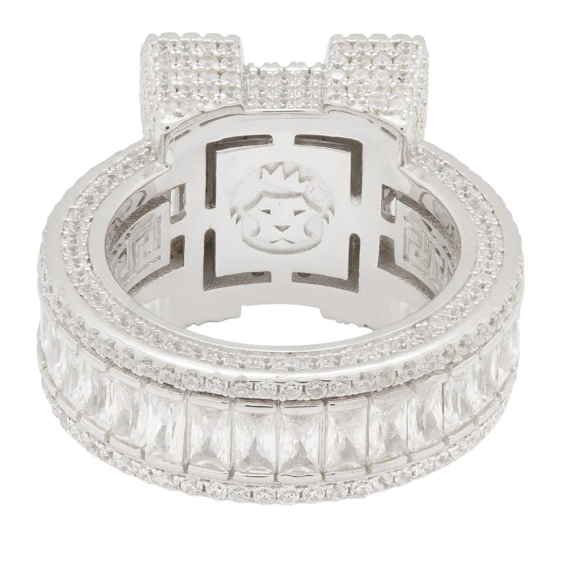 King Ice Baguette-Cut Platform Ring - White Gold - WHITE GOLD