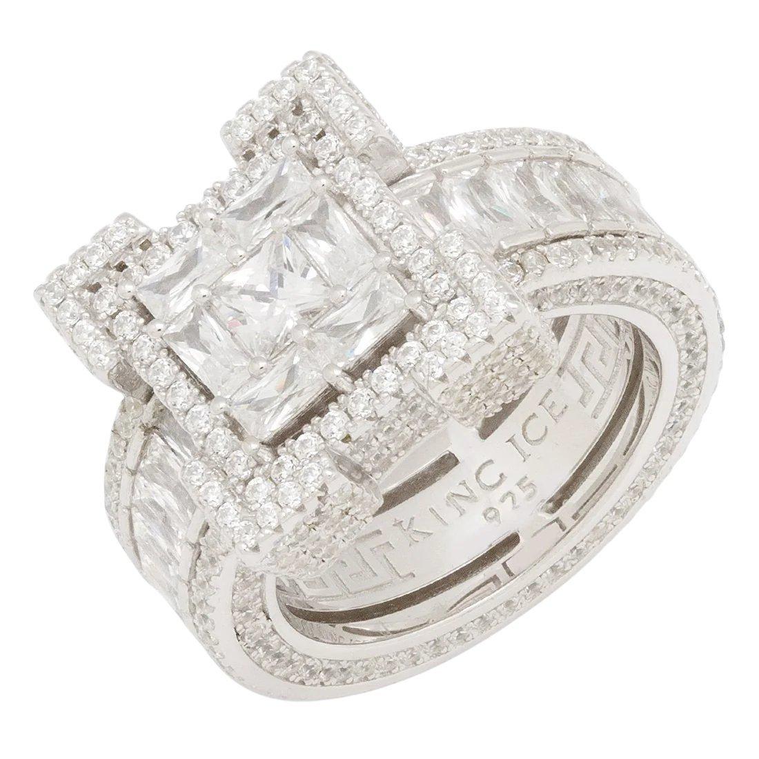 King Ice Baguette-Cut Platform Ring - White Gold - WHITE GOLD