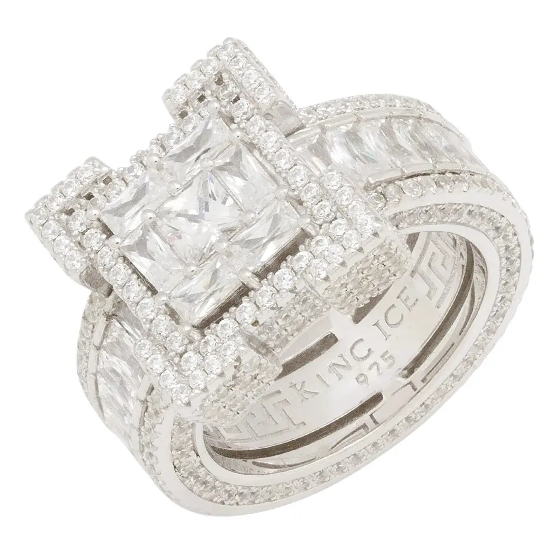 King Ice Baguette-Cut Platform Ring - White Gold - WHITE GOLD