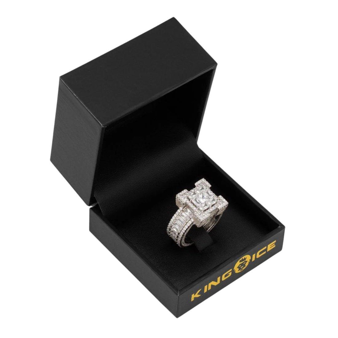 King Ice Baguette-Cut Platform Ring - White Gold - WHITE GOLD