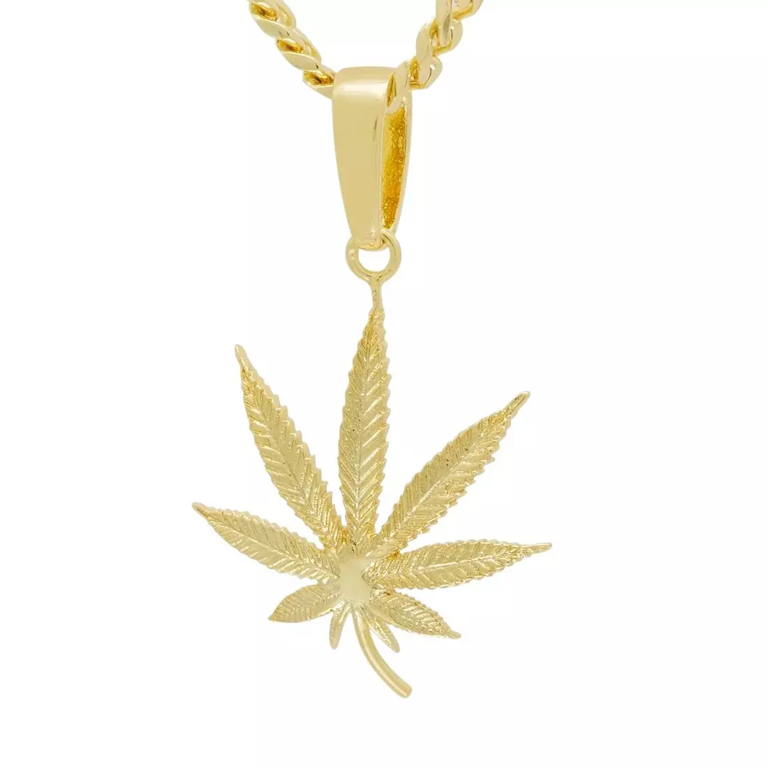 King Ice Cannabis Leaf Necklace - GOLD
