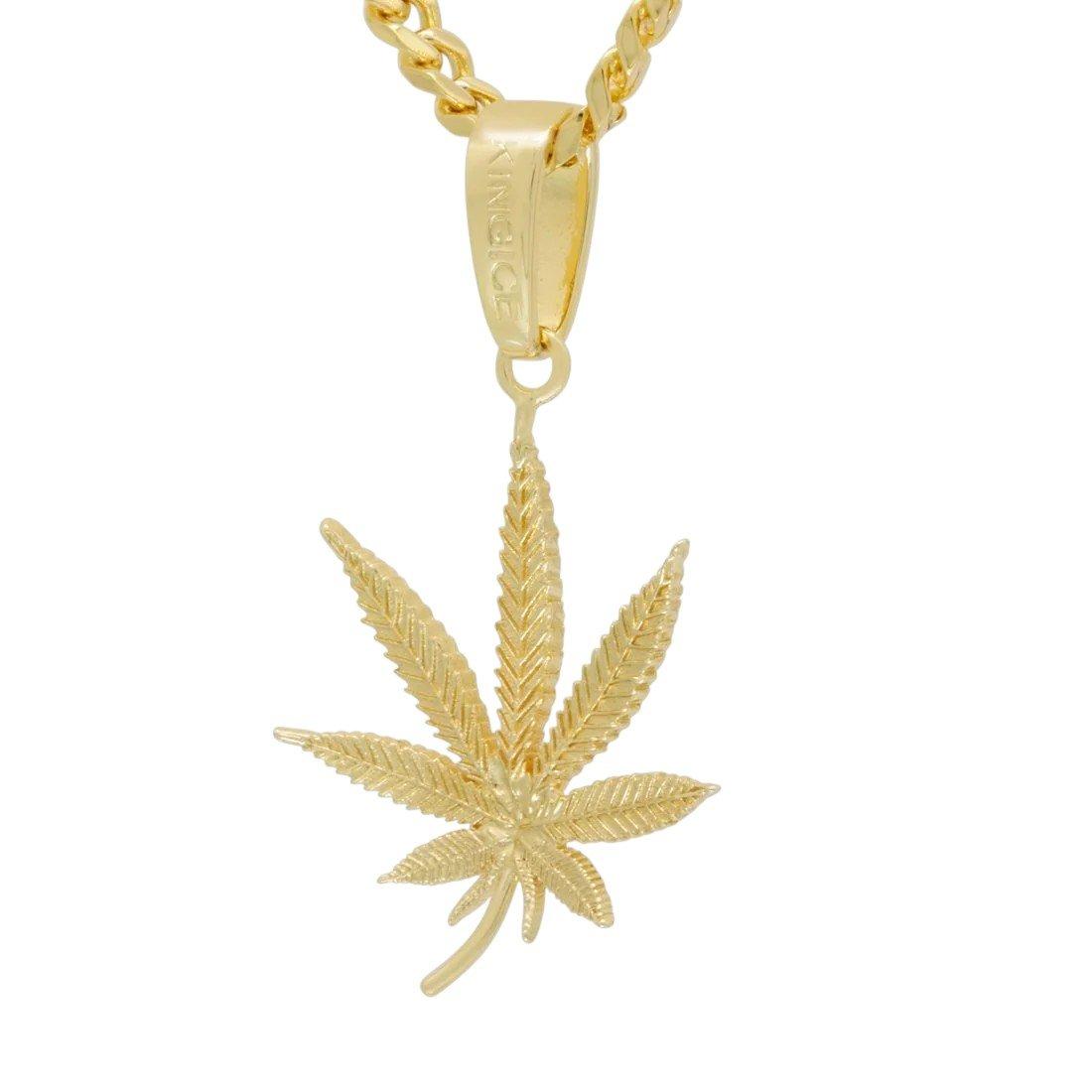 King Ice Cannabis Leaf Necklace - GOLD
