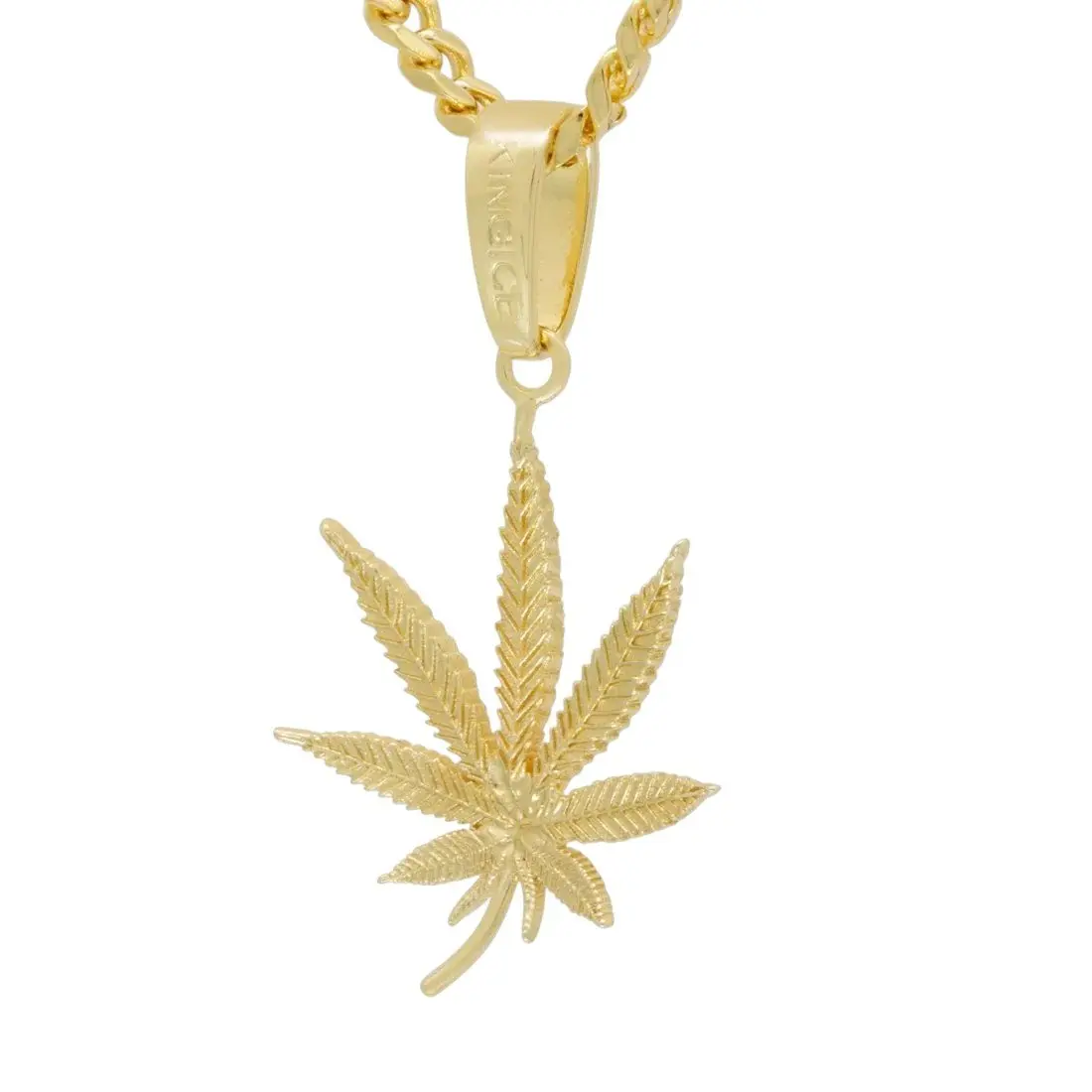 King Ice Cannabis Leaf Necklace - GOLD