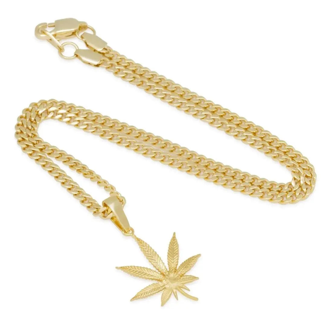 King Ice Cannabis Leaf Necklace - GOLD