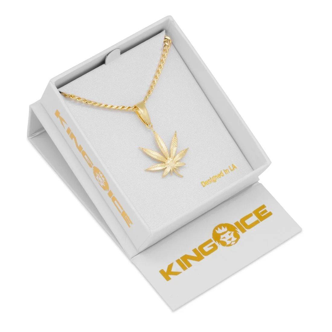 King Ice Cannabis Leaf Necklace - GOLD