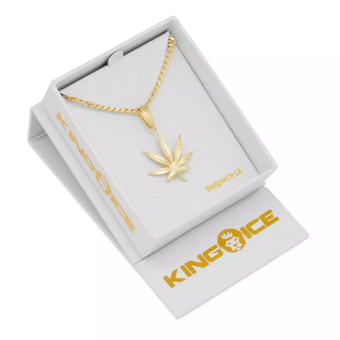 King Ice Cannabis Leaf Necklace - GOLD