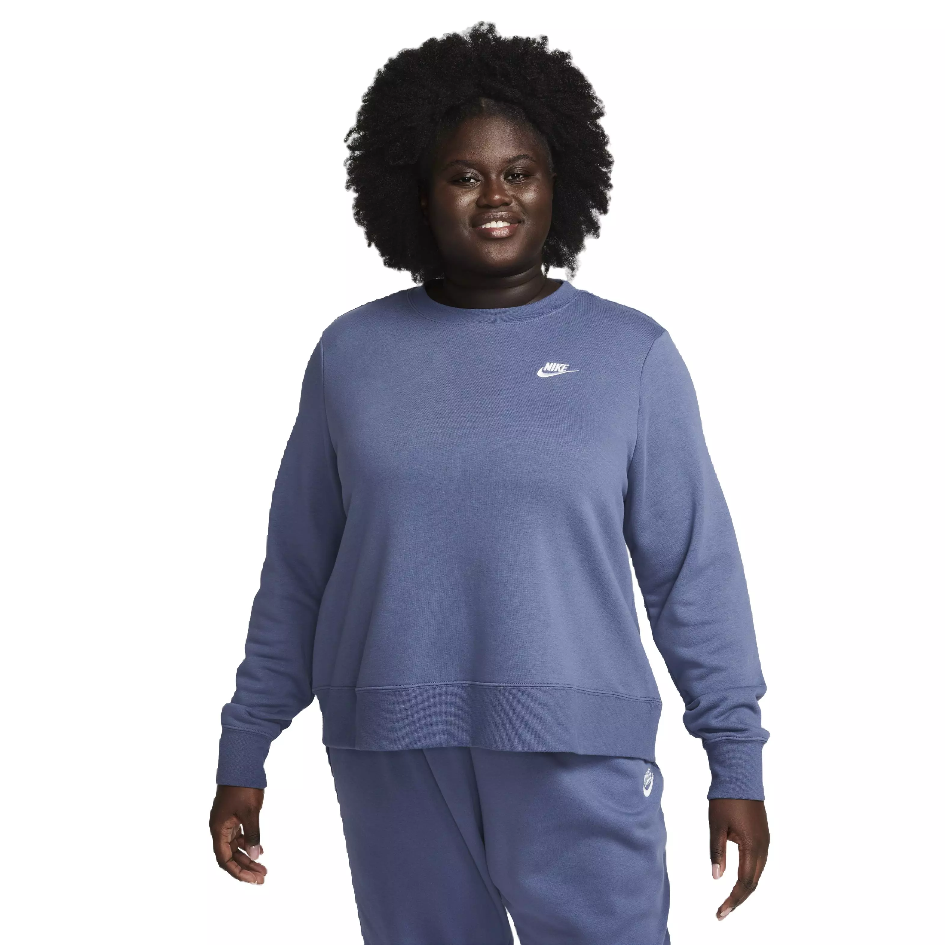 Nike Women's Sportswear Club Fleece Crew-Neck Sweatshirt - BLUE