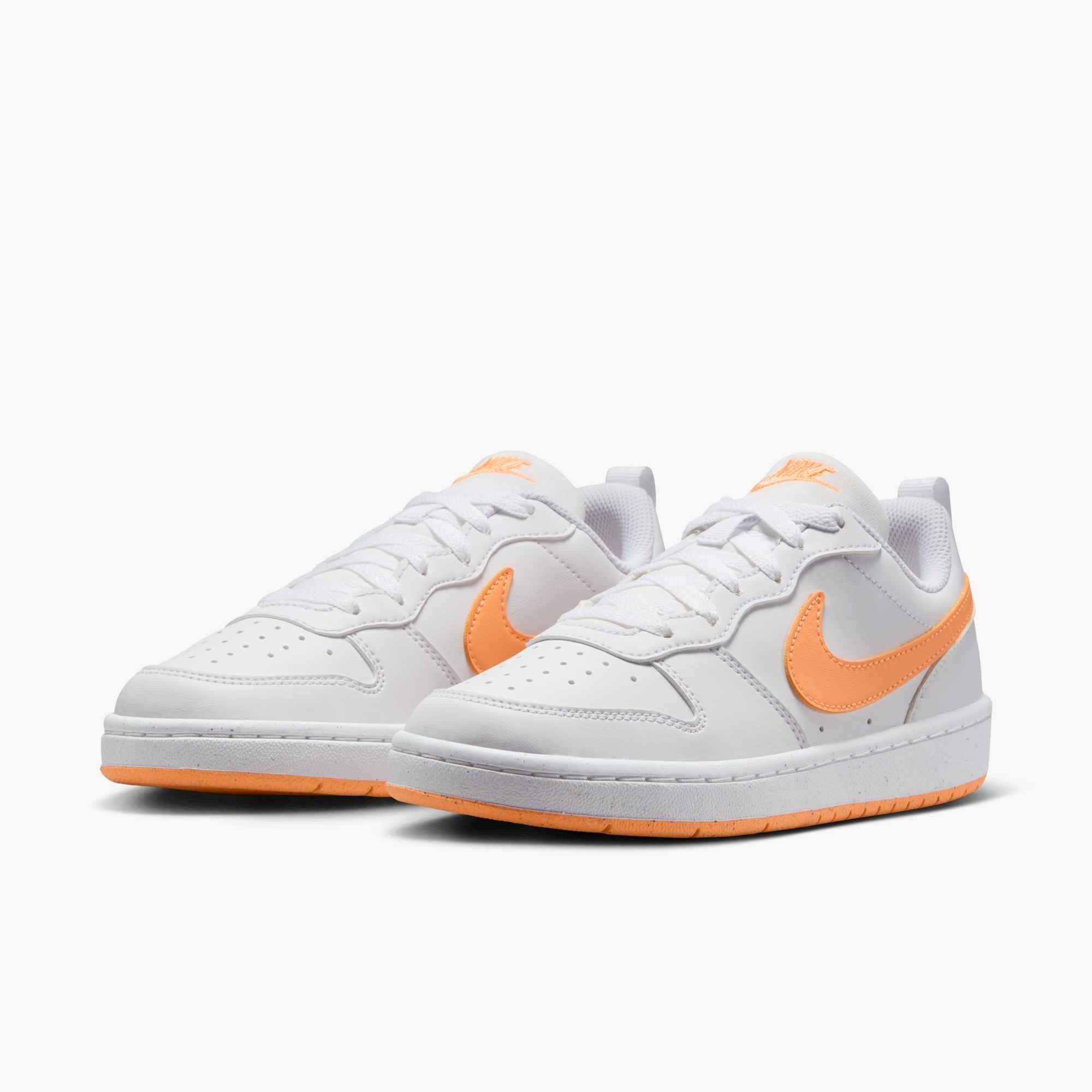Nike Court Borough Low Recraft "White/Peach Cream" Grade School Girls' Shoe - WHITE/PEACH Thumbnail View 4