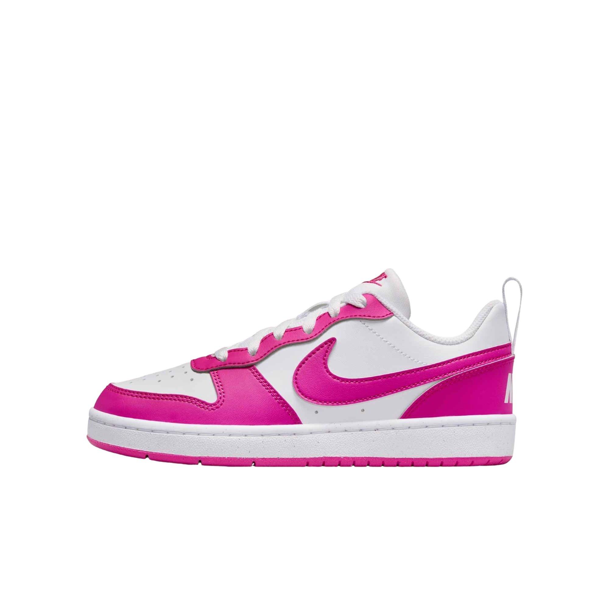 Nike Court Borough Low Recraft Grade School Girls' "White/Laser Fuchsia" Shoe