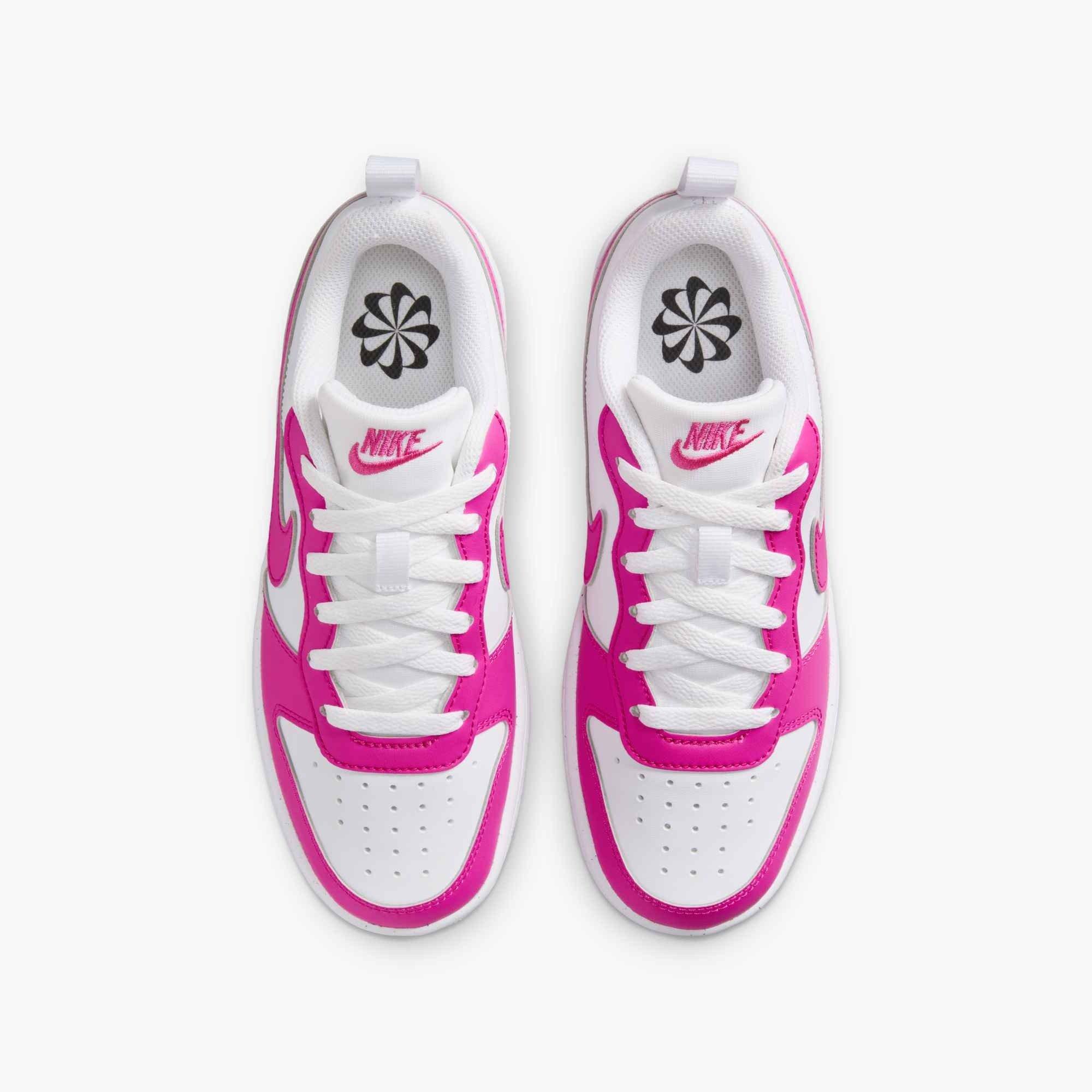 Nike Court Borough Low Recraft Grade School Girls' "White/Laser Fuchsia" Shoe