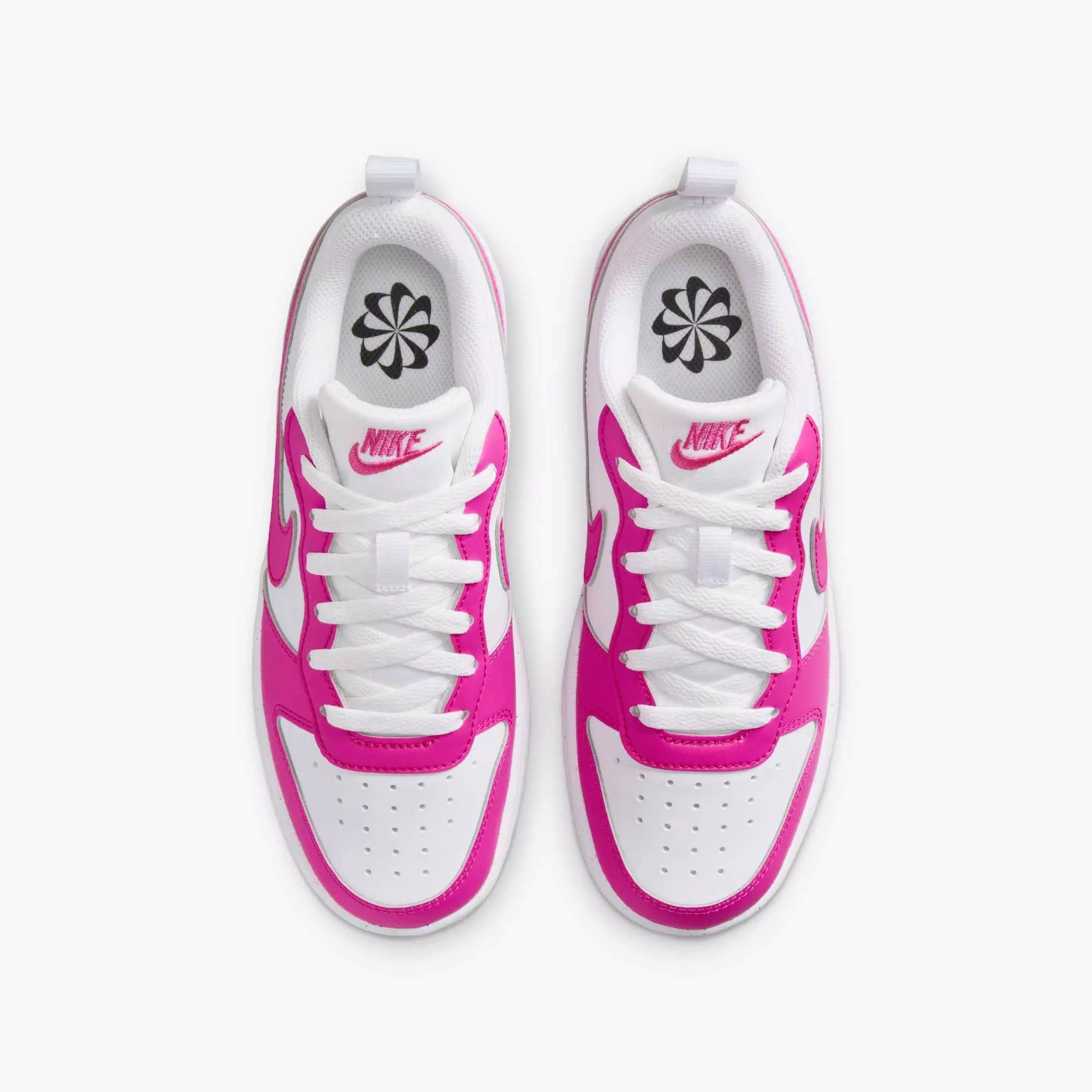 Nike Court Borough Low Recraft "White/Laser Fuchsia" Grade School Girls' Shoe - WHITE/FUCHSIA