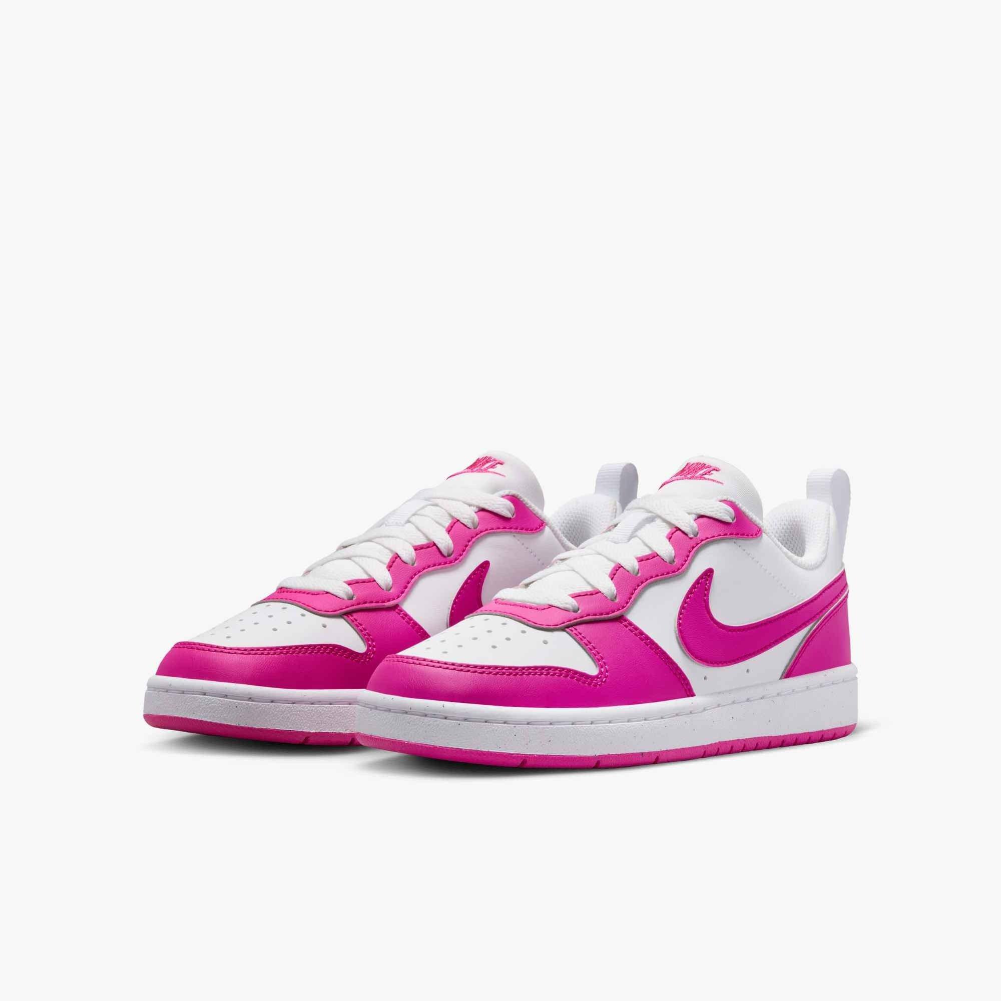 Nike Court Borough Low Recraft Grade School Girls' "White/Laser Fuchsia" Shoe