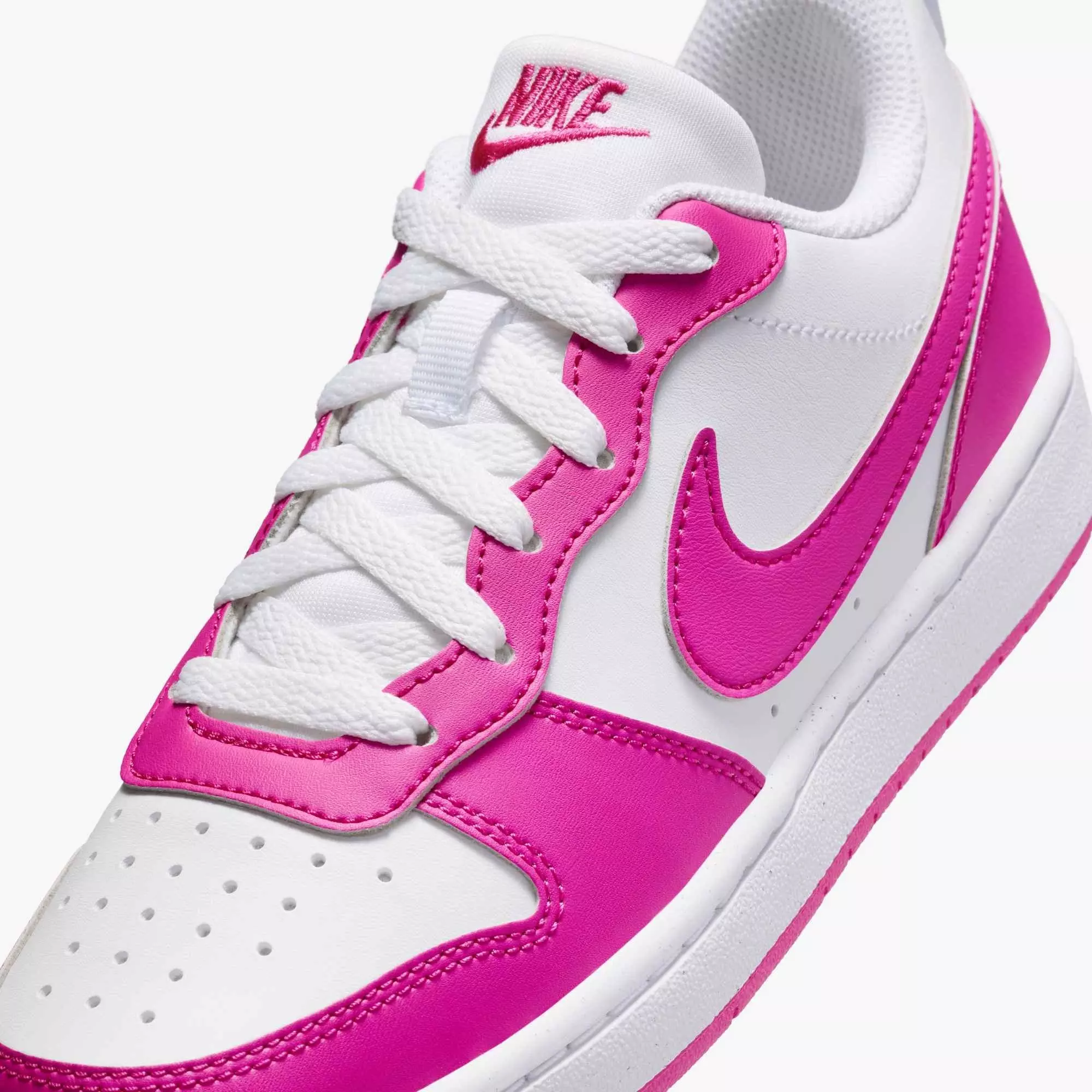 Nike Court Borough Low Recraft "White/Laser Fuchsia" Grade School Girls' Shoe - WHITE/FUCHSIA