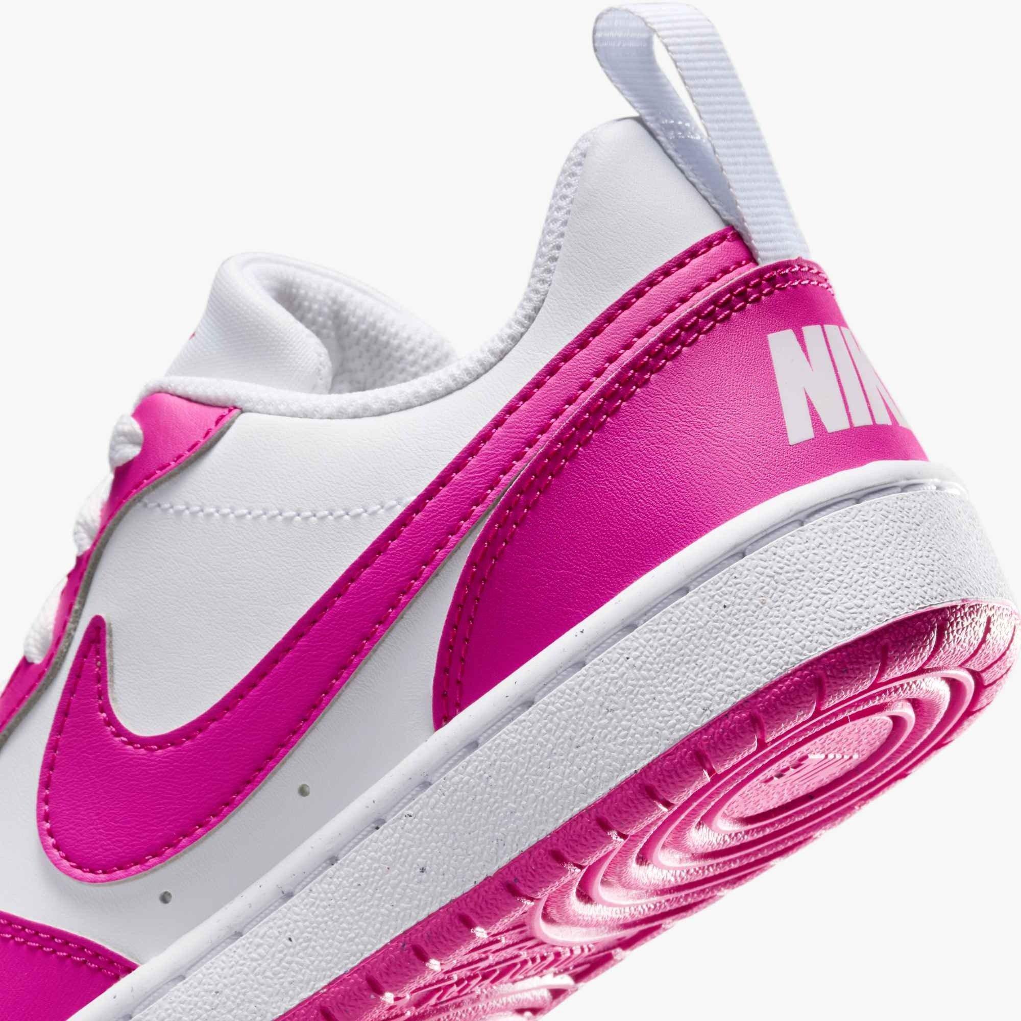 Nike Court Borough Low Recraft Grade School Girls' "White/Laser Fuchsia" Shoe