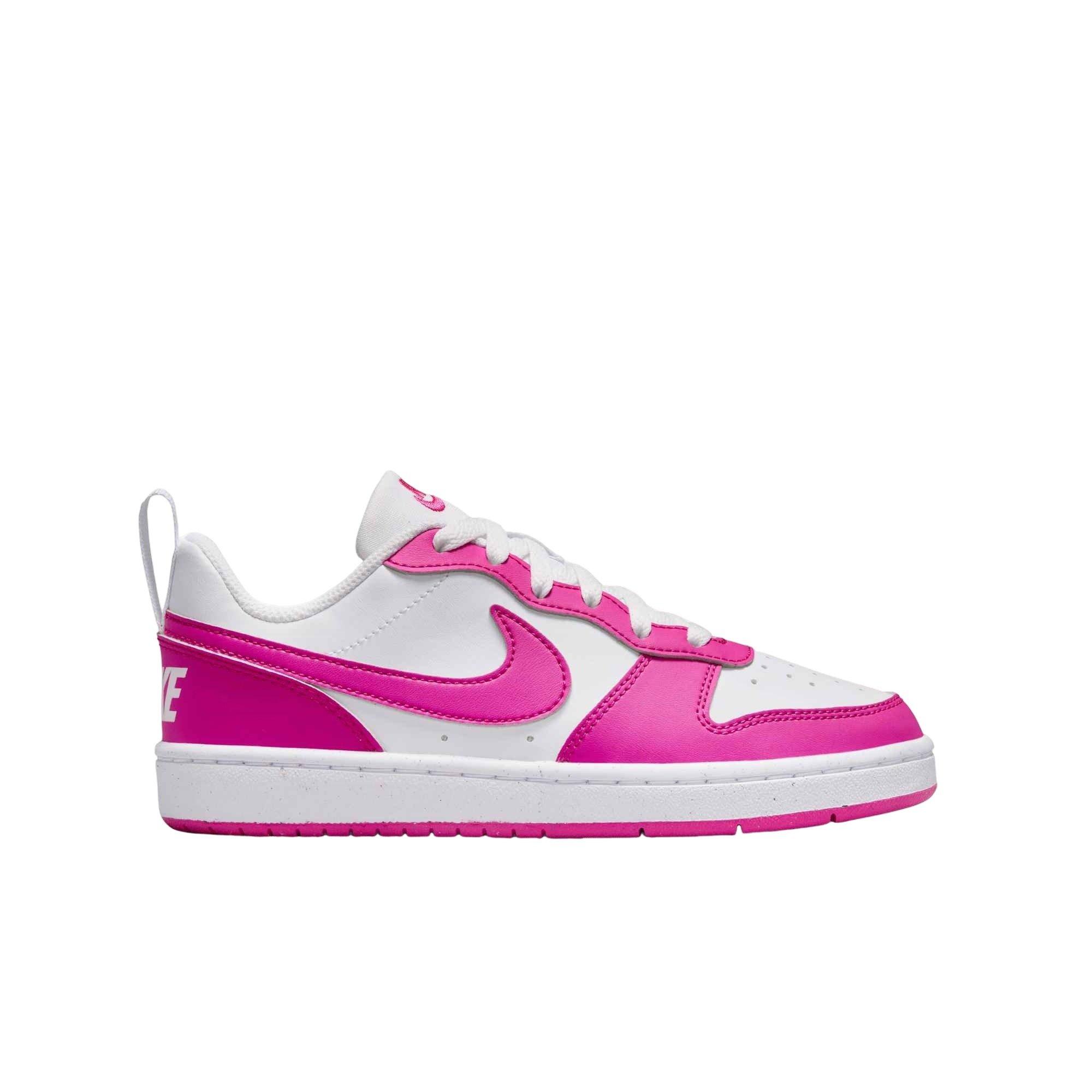 Nike Court Borough Low Recraft "White/Laser Fuchsia" Grade School Girls' Shoe