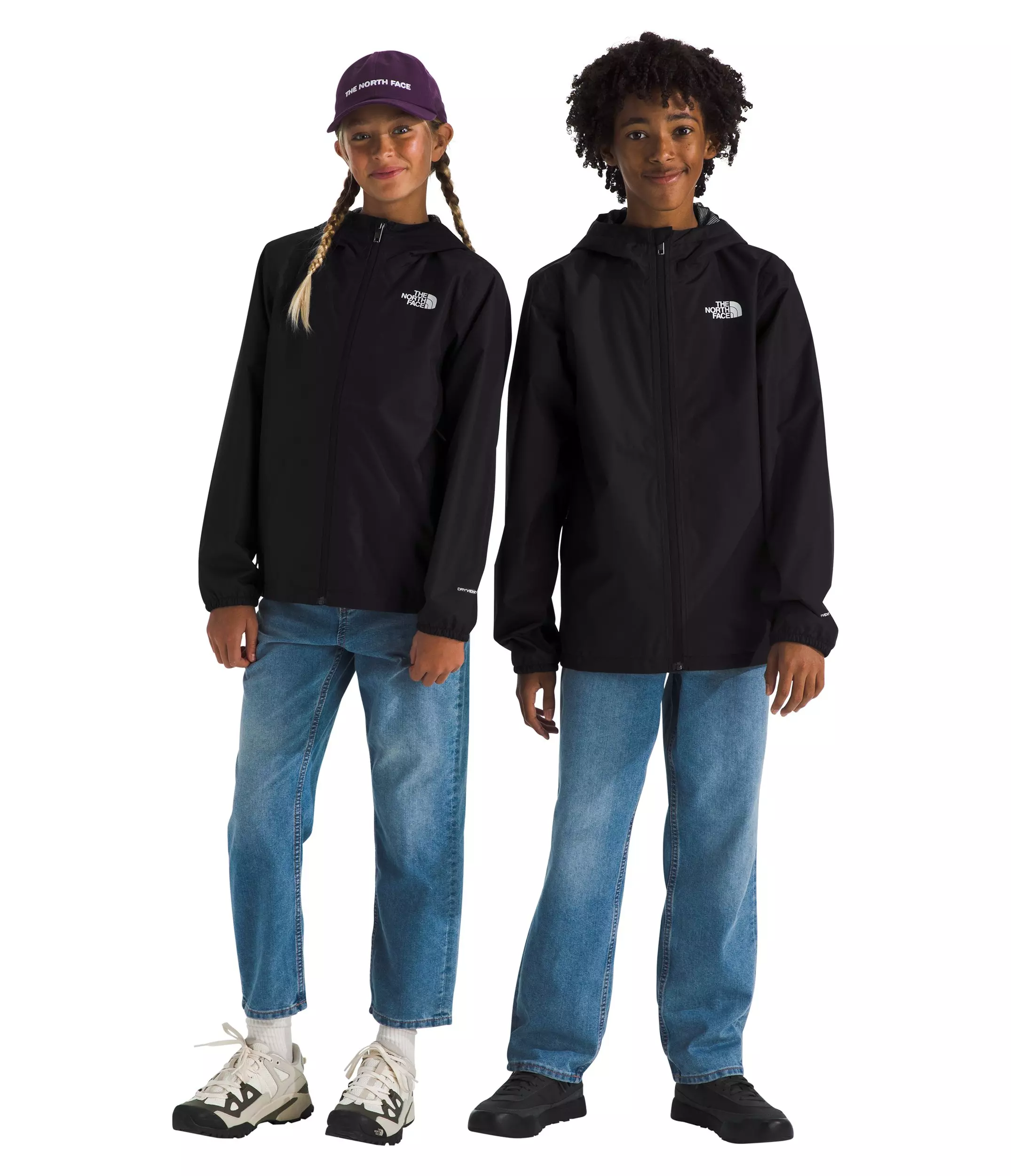The North Face Big Kids' Zipline Rain Jacket - Black - BLACK