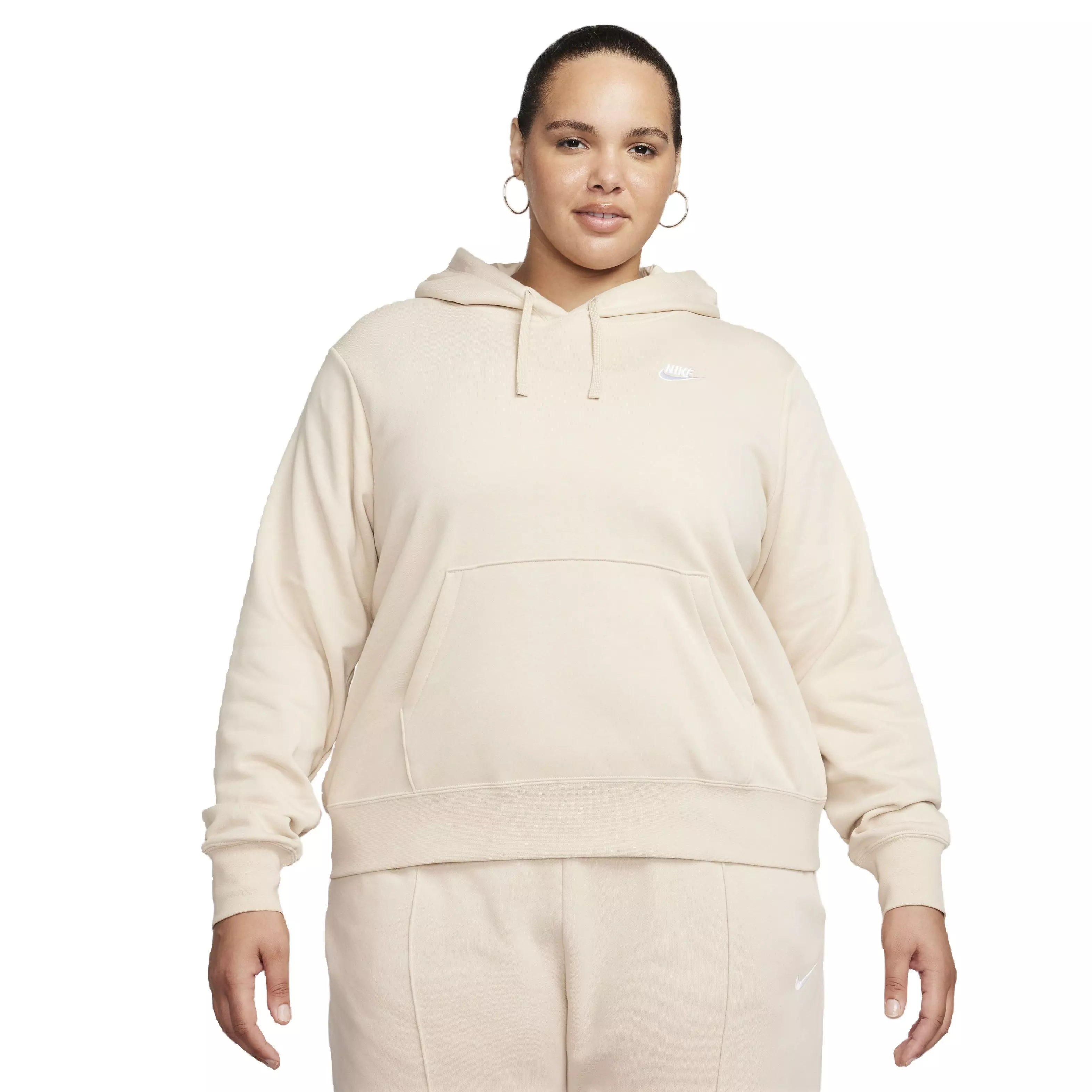 Nike Women's Sportswear Club Fleece Standard Pullover Hoodie - KHAKI