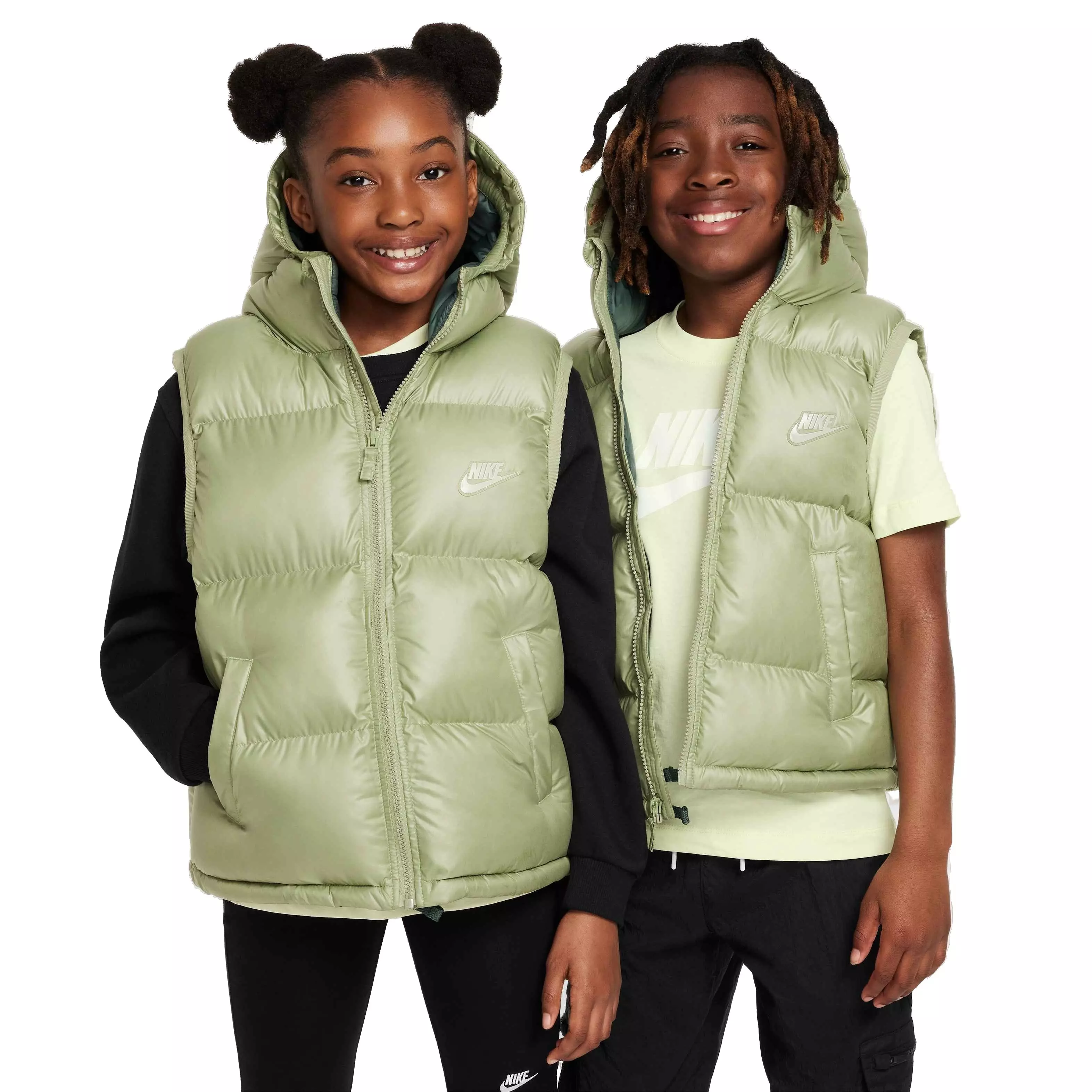 Nike Big Kids' Sportswear Therma-Fit Repel Heavyweight Synthetic Fill Hooded Vest - GREEN