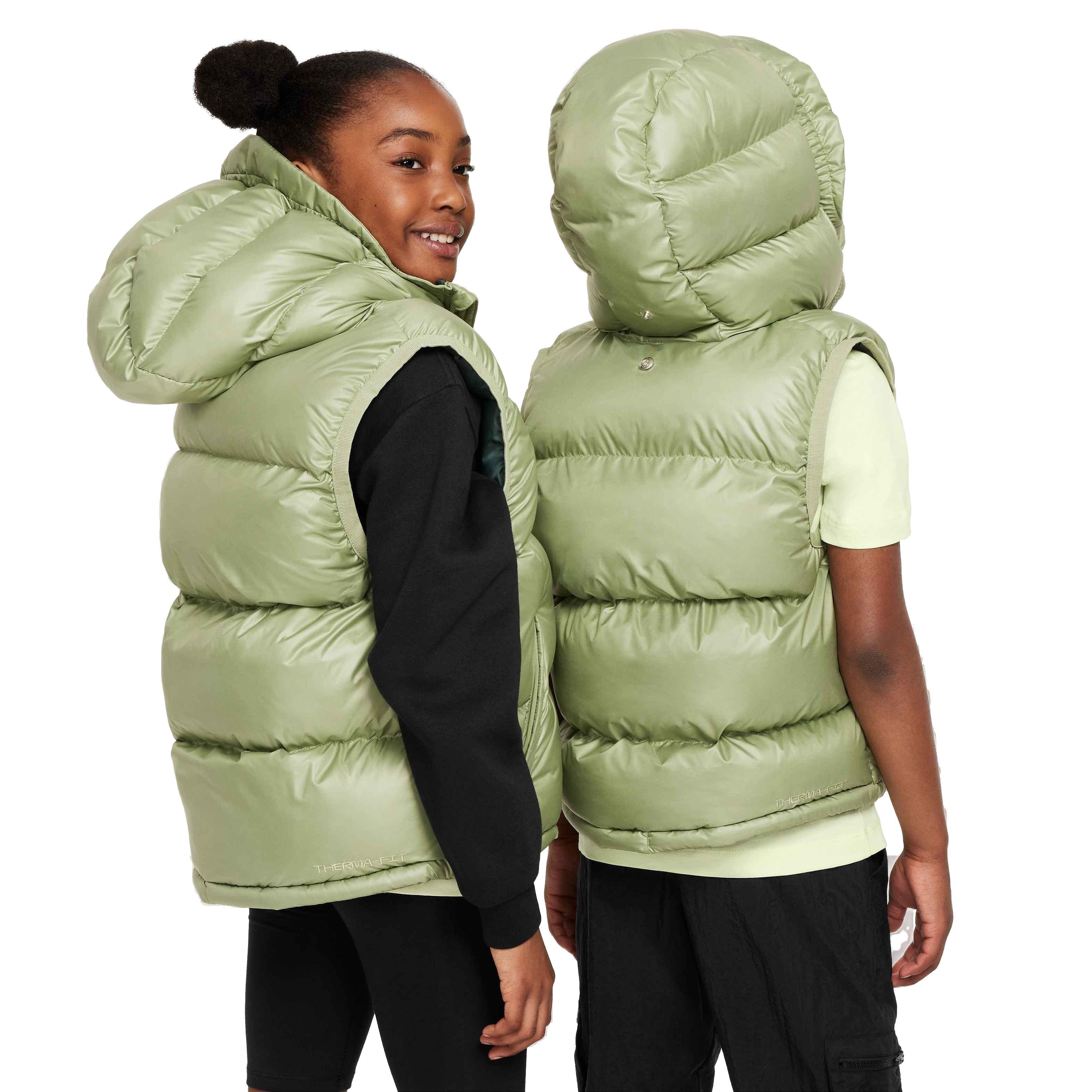 Nike Big Kids' Sportswear Therma-Fit Repel Heavyweight Synthetic Fill Hooded Vest - GREEN Thumbnail View 2