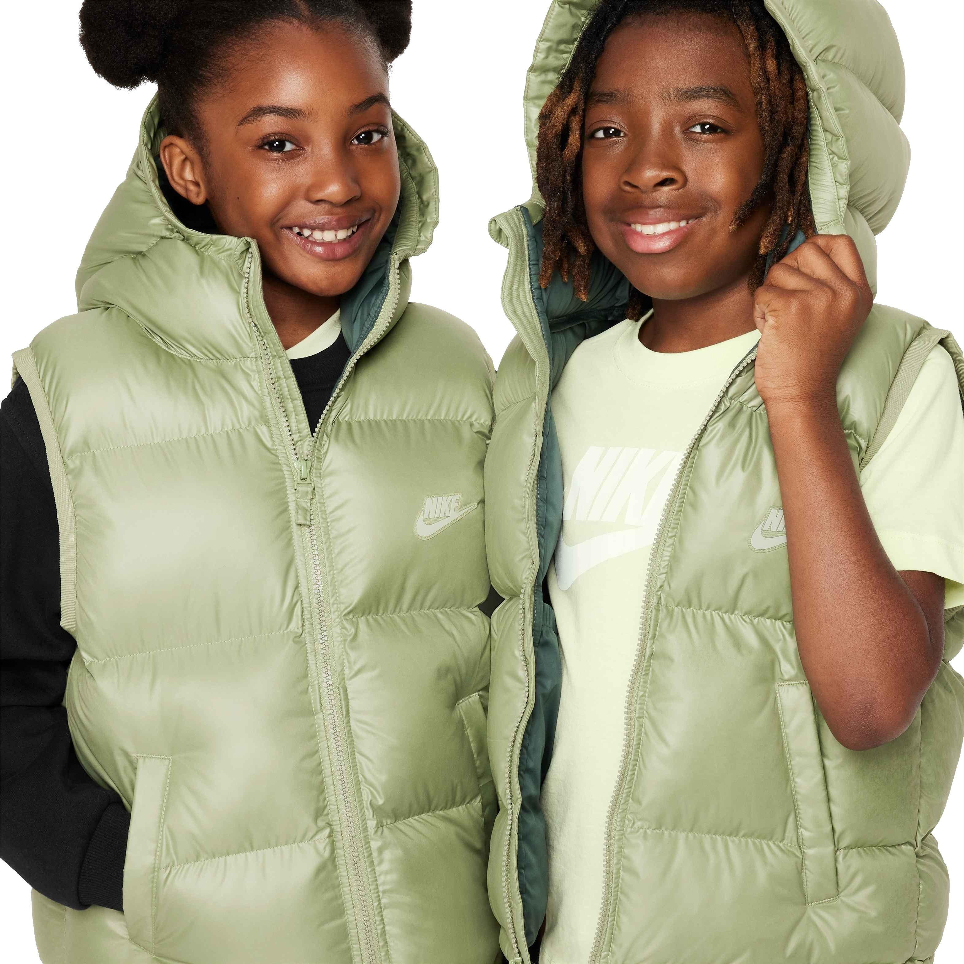 Nike Big Kids' Sportswear Therma-Fit Repel Heavyweight Synthetic Fill Hooded Vest - GREEN Thumbnail View 3
