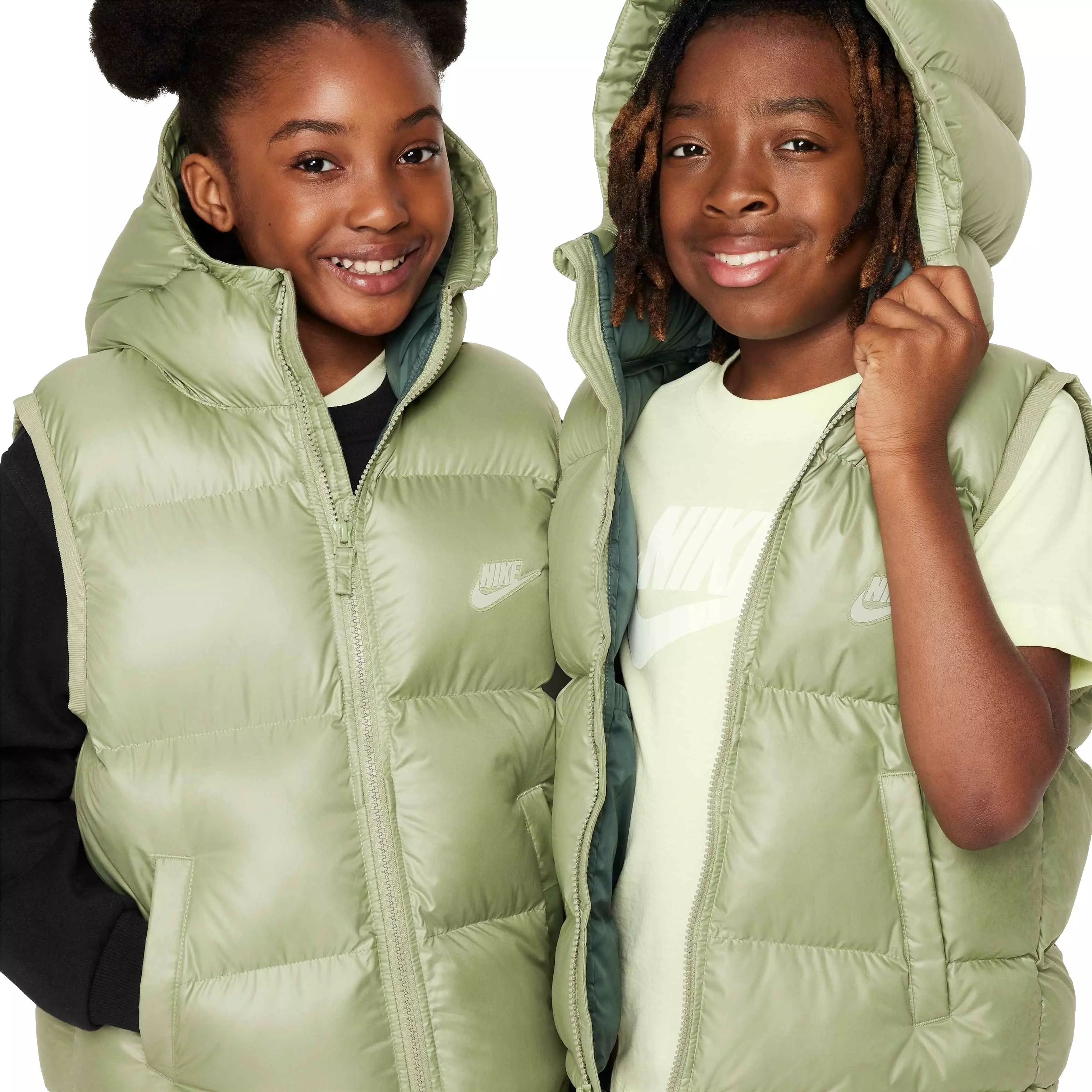 Nike Big Kids' Sportswear Therma-Fit Repel Heavyweight Synthetic Fill Hooded Vest - GREEN