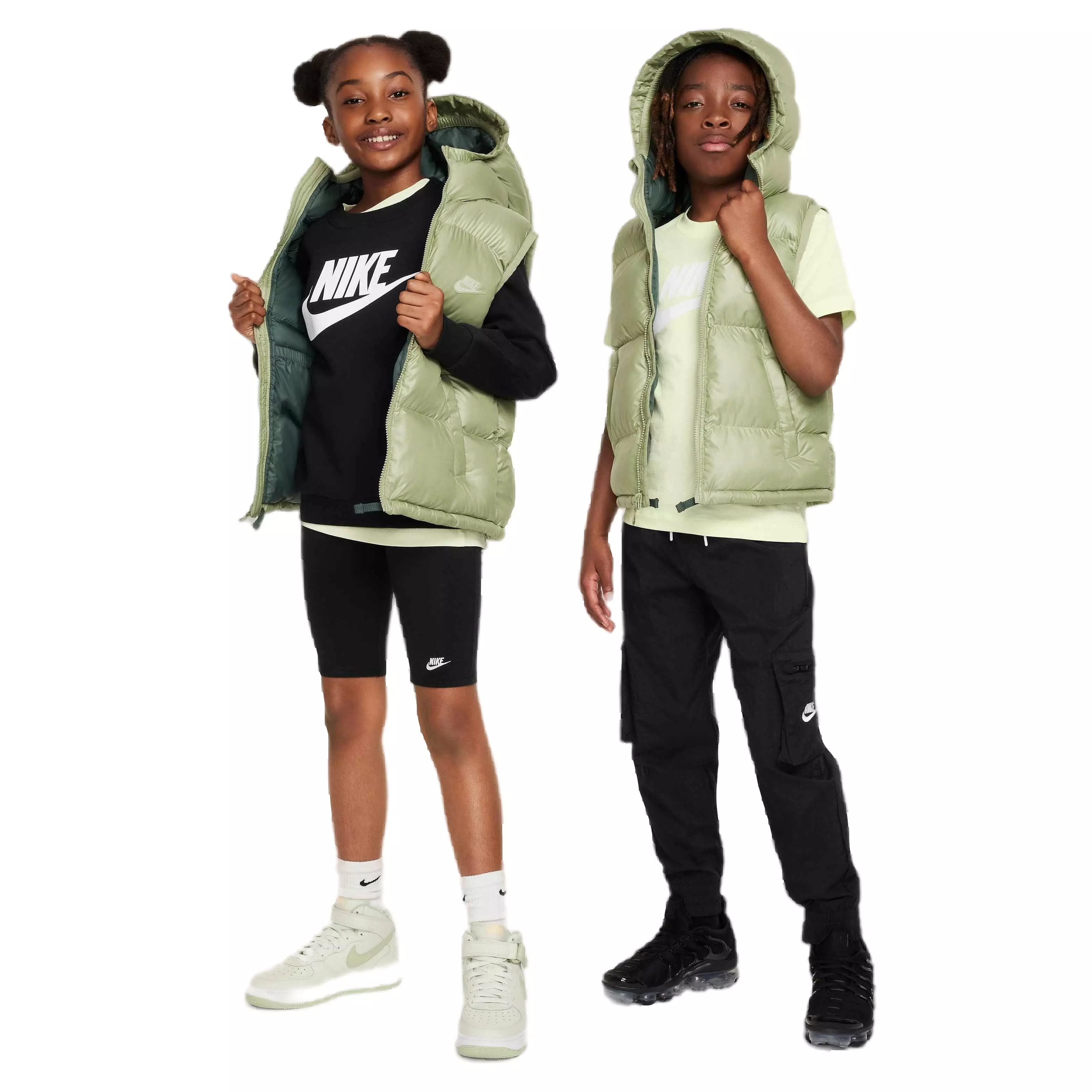 Nike Big Kids' Sportswear Therma-Fit Repel Heavyweight Synthetic Fill Hooded Vest - GREEN