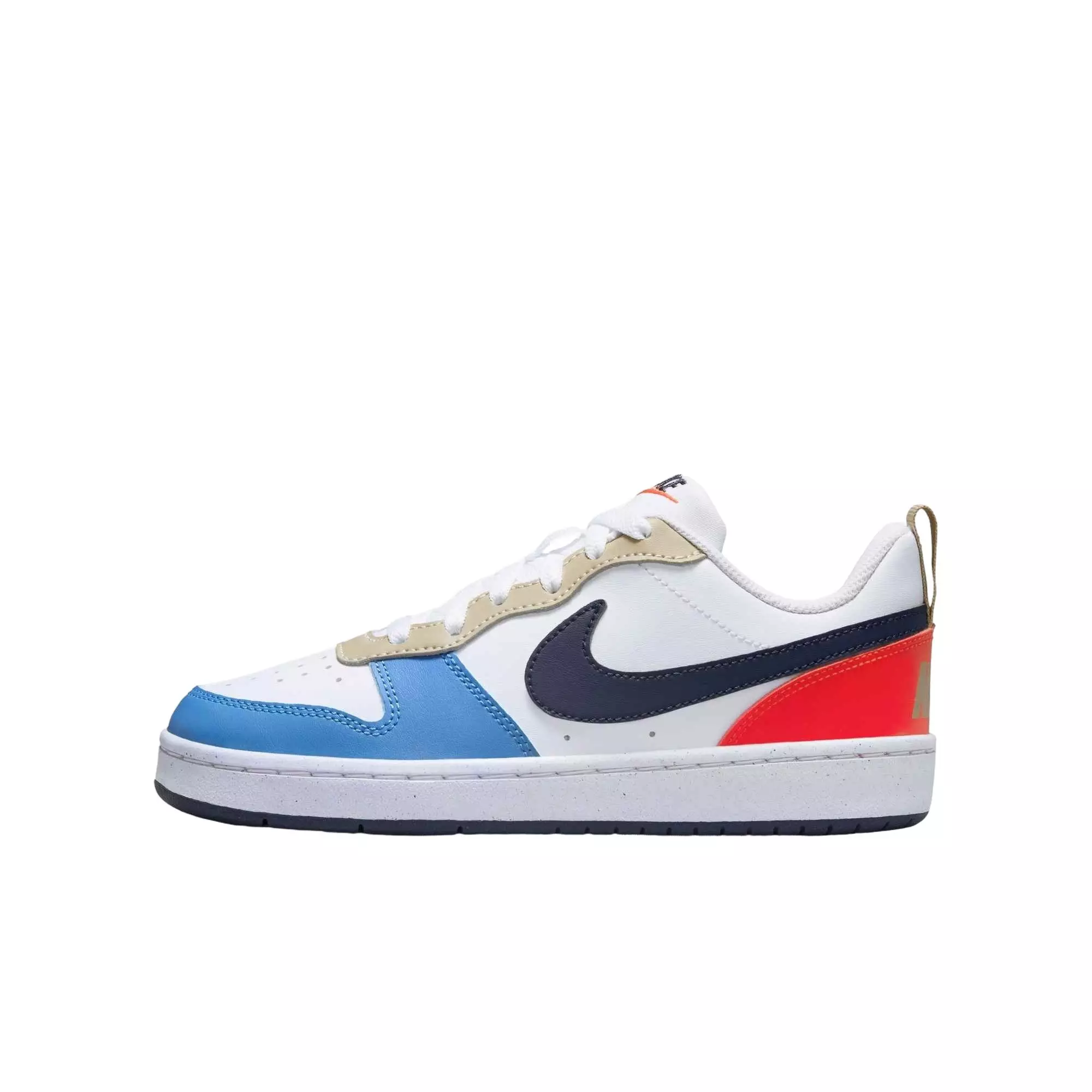 Nike Court Borough Low Recraft "White/LT Crimson/Blue Beyond/Thunder Blue" Grade School Boys' Shoe - WHITE/BLUE/RED