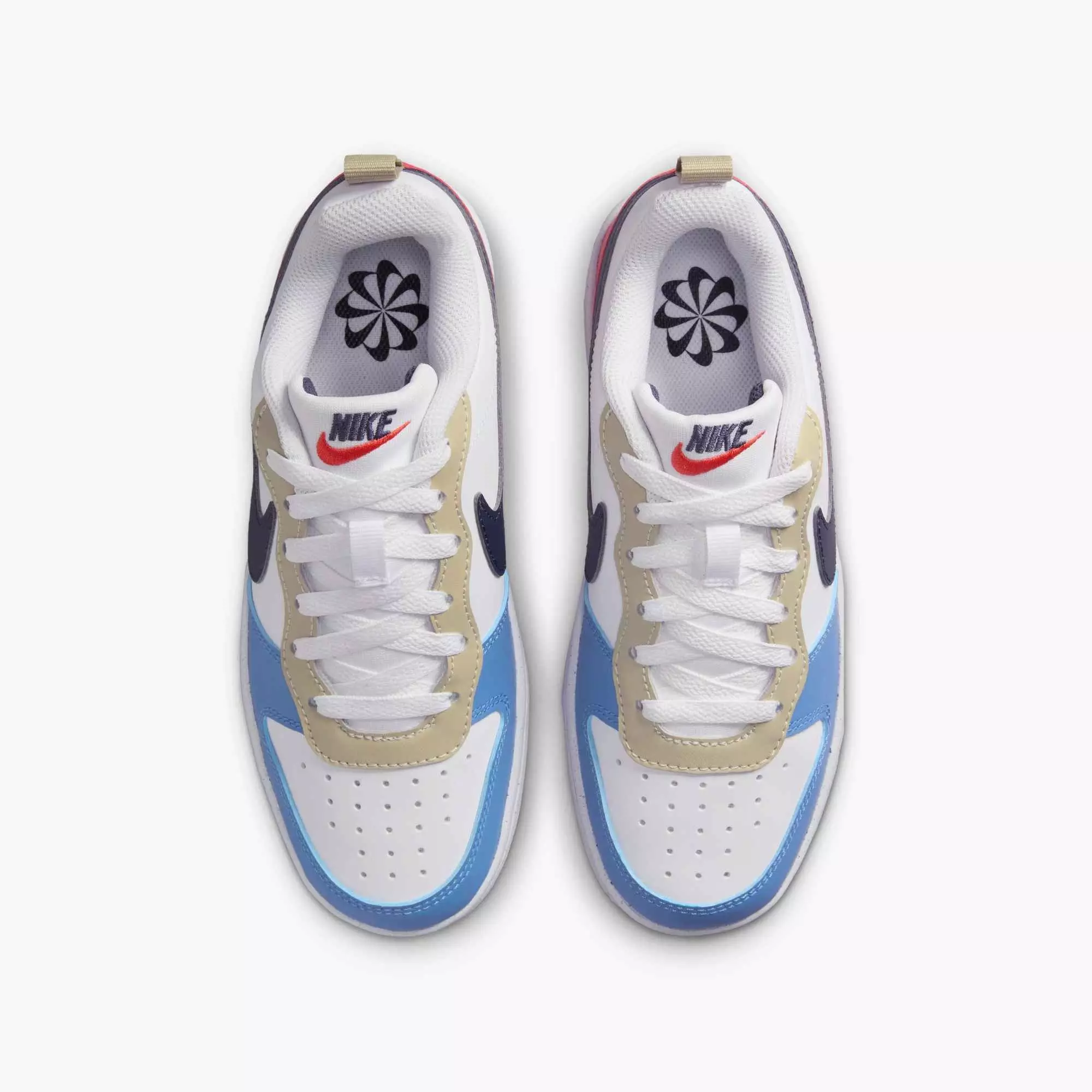 Nike Court Borough Low Recraft "White/LT Crimson/Blue Beyond/Thunder Blue" Grade School Boys' Shoe - WHITE/BLUE/RED