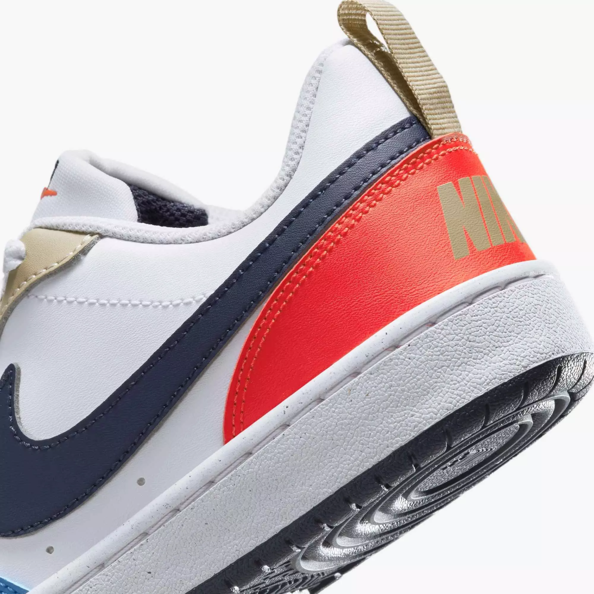 Nike Court Borough Low Recraft "White/LT Crimson/Blue Beyond/Thunder Blue" Grade School Boys' Shoe - WHITE/BLUE/RED
