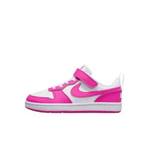 Nike Court Borough Low Recraft "White/Laser Fuchsia" Preschool Girls' Shoe