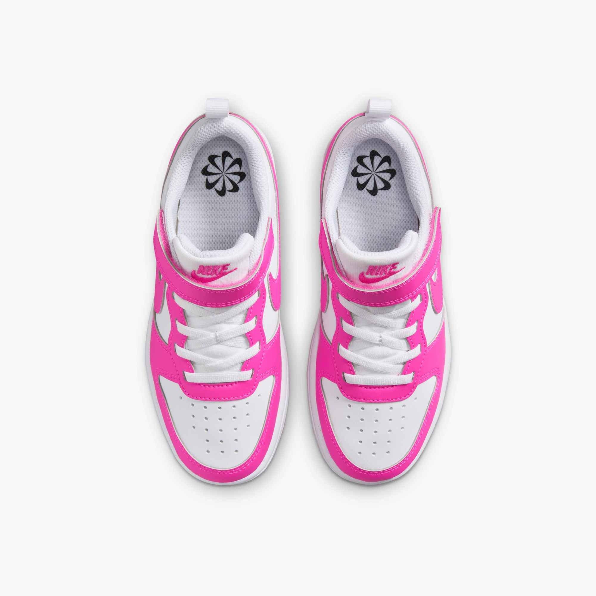 Nike Court Borough Low Recraft "Laser Fuchsia" Preschool Girls' Shoe - WHITE/FUCHSIA Thumbnail View 3