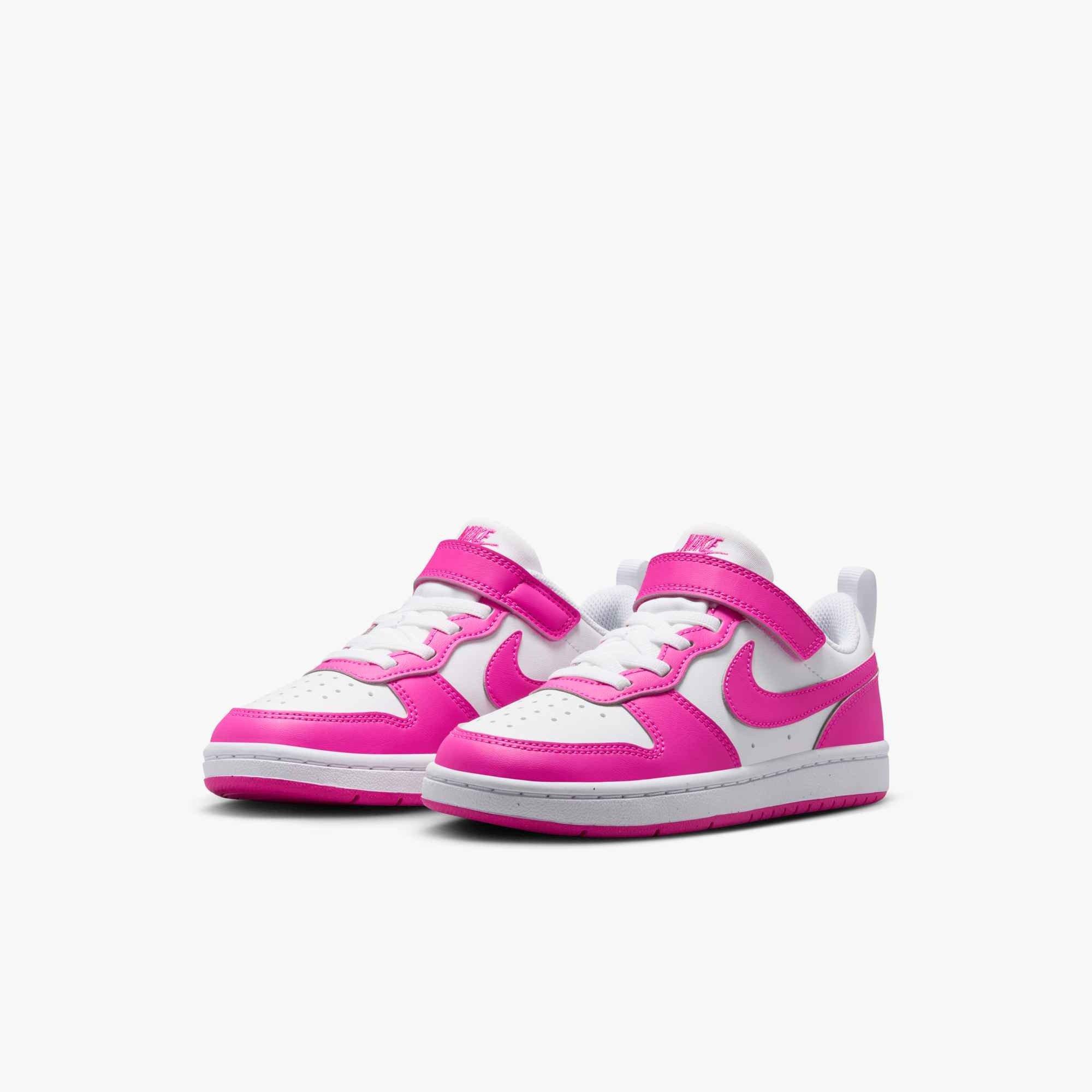 Nike Court Borough Low Recraft Preschool Girls' "White/Laser Fuchsia" Shoe