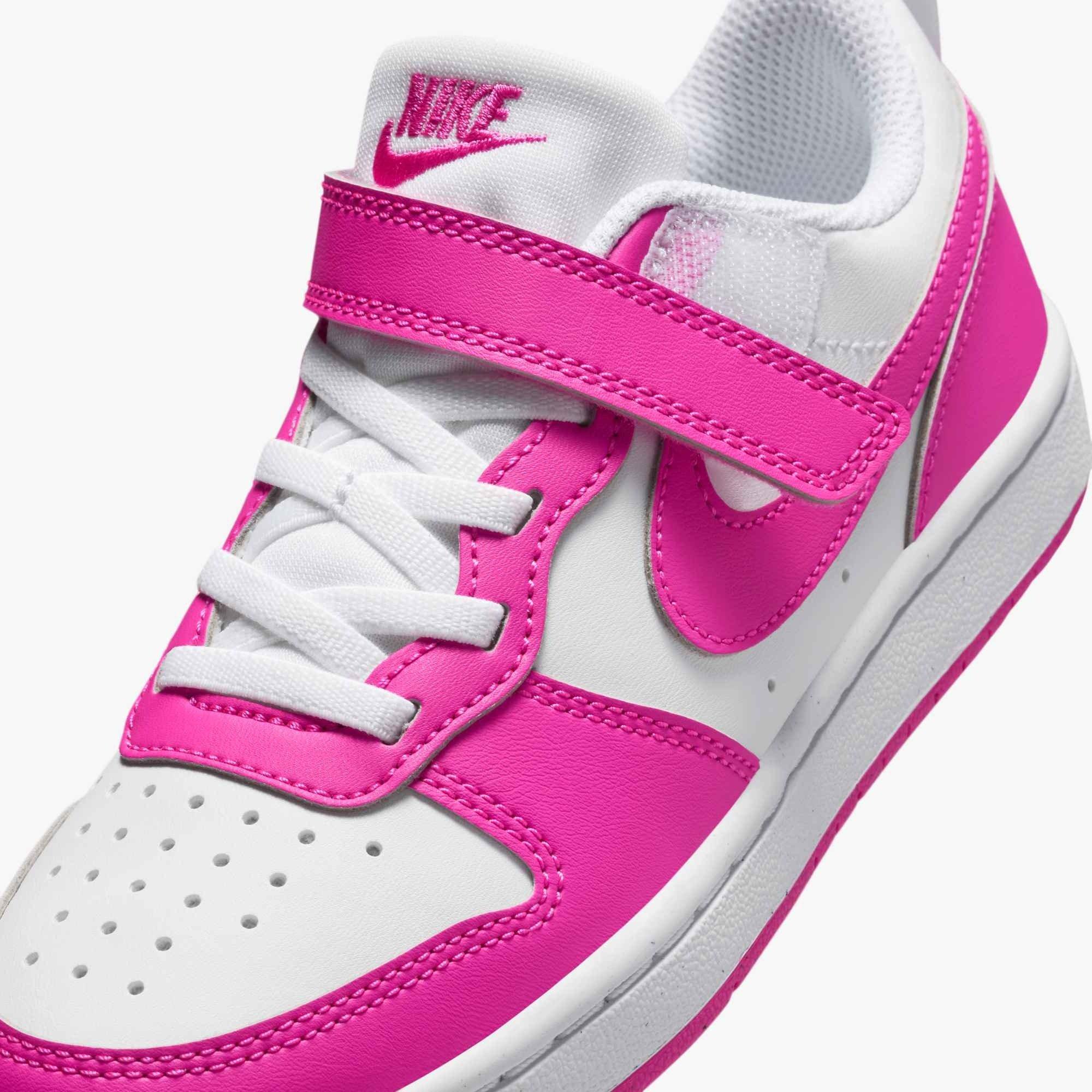 Nike Court Borough Low Recraft Preschool Girls' "White/Laser Fuchsia" Shoe