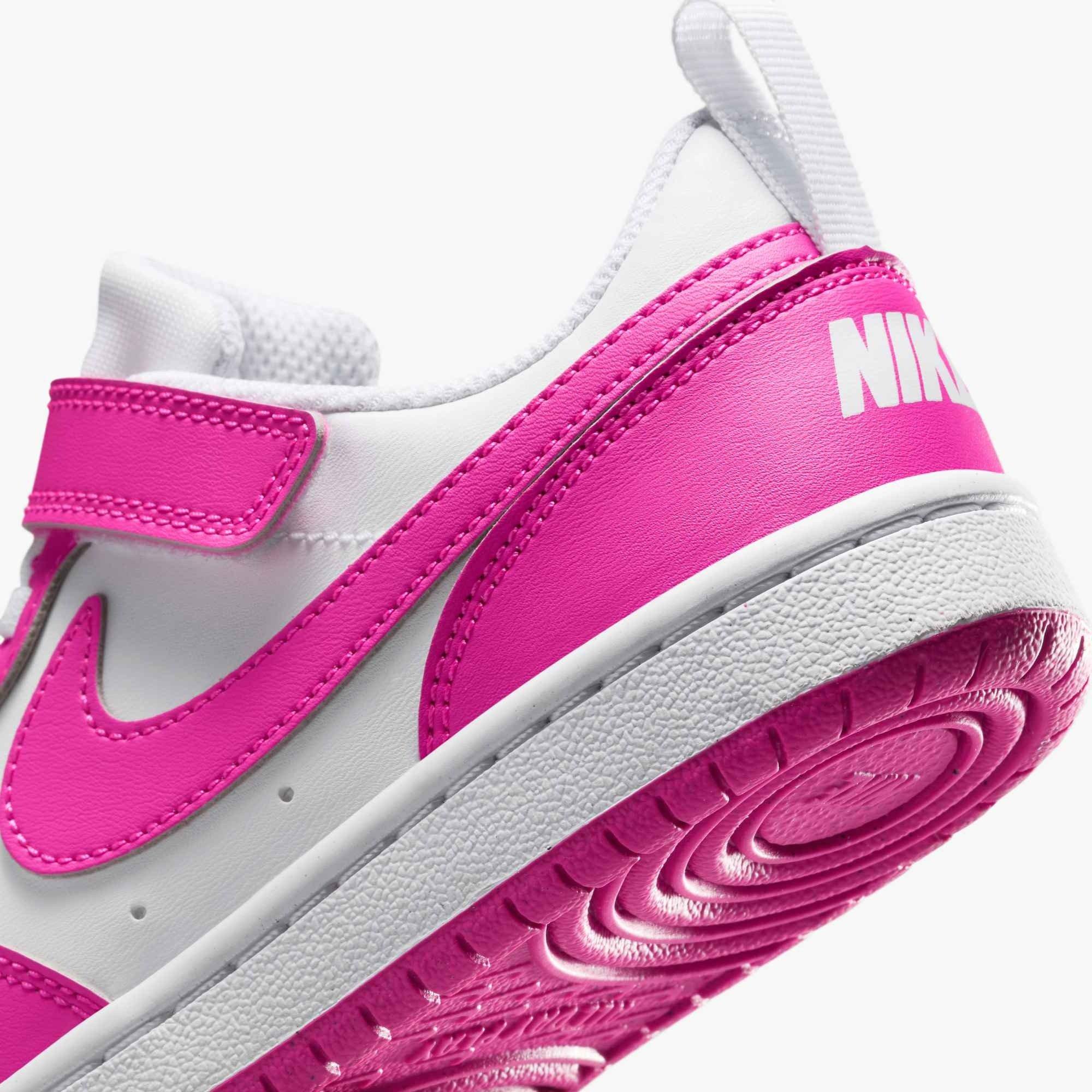 Nike Court Borough Low Recraft Preschool Girls' "White/Laser Fuchsia" Shoe