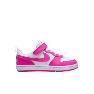 Nike Court Borough Low Recraft "White/Laser Fuchsia" Preschool Girls' Shoe