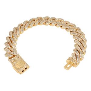 King Ice 12mm Iced Diamond Cut Miami Cuban Link Bracelet - 14K Gold - GOLD