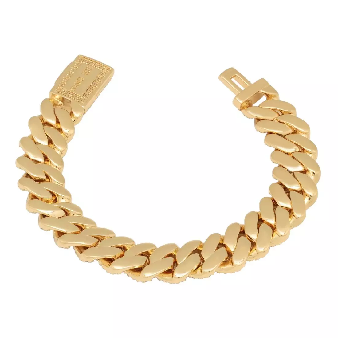 King Ice 12mm Iced Diamond Cut Miami Cuban Link Bracelet - 14K Gold - GOLD