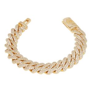 King Ice 12mm Iced Diamond Cut Miami Cuban Link Bracelet - 14K Gold - GOLD
