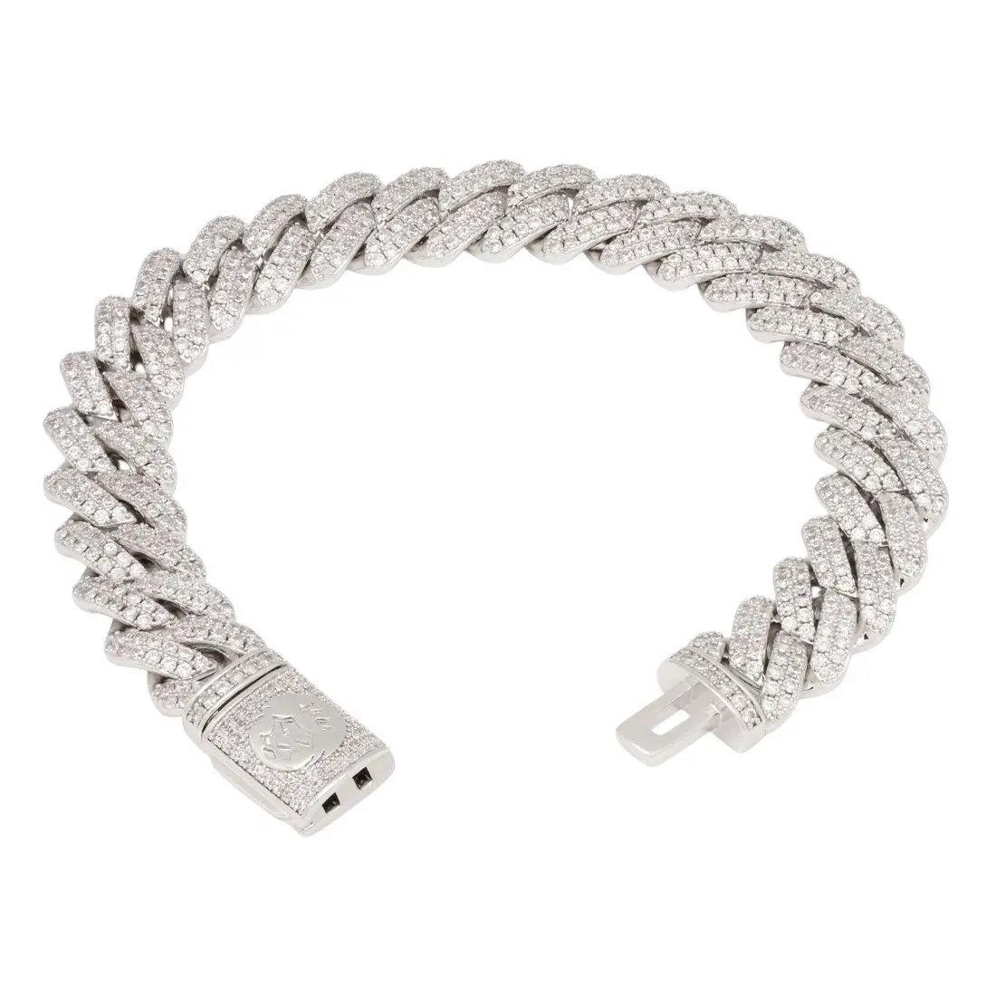 King Ice 12mm Iced Diamond Cut Miami Cuban Link Bracelet - White Gold - WHITE GOLD