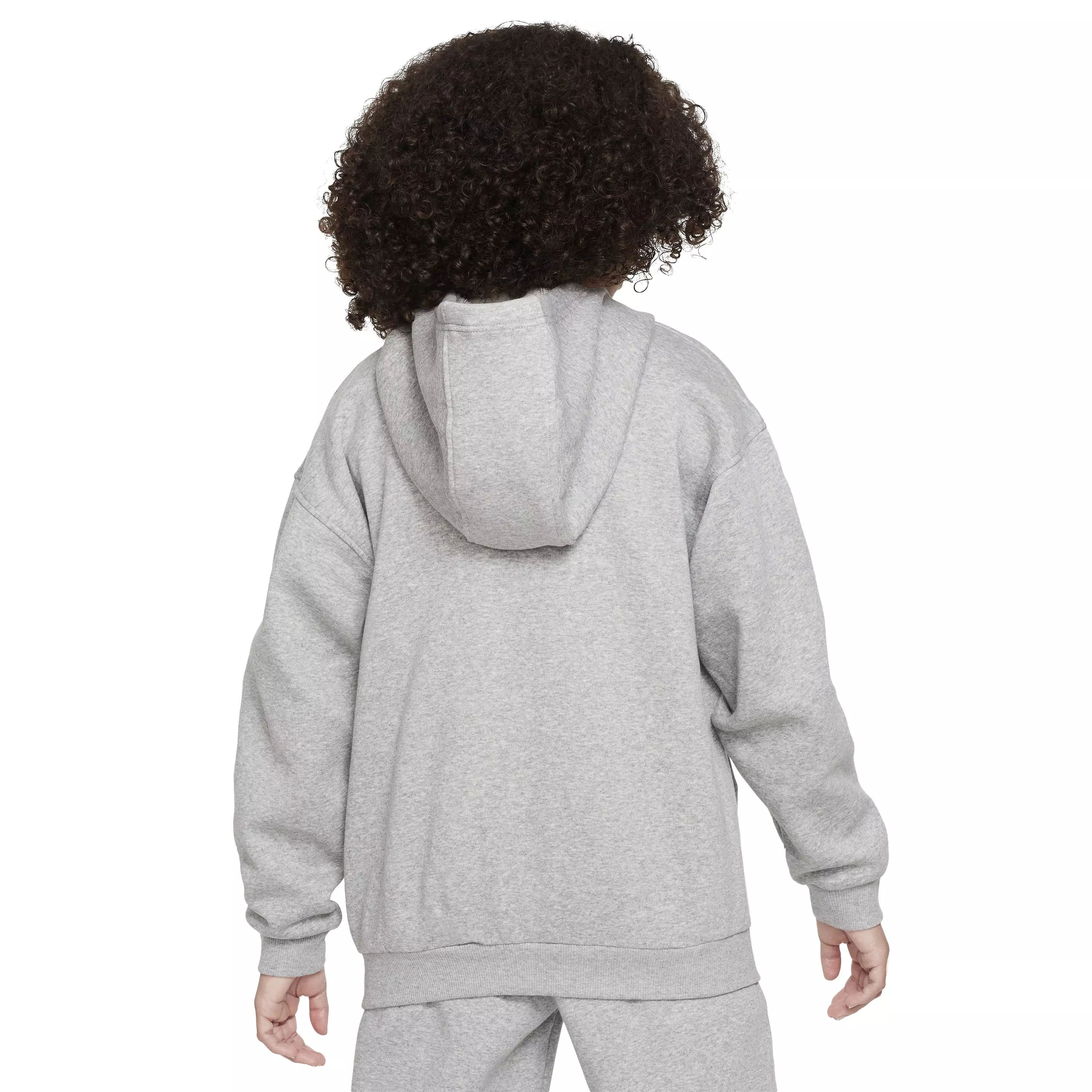 Nike Big Girls' Sportswear Club Fleece Oversized Full-Zip Hooded Jacket - GREY