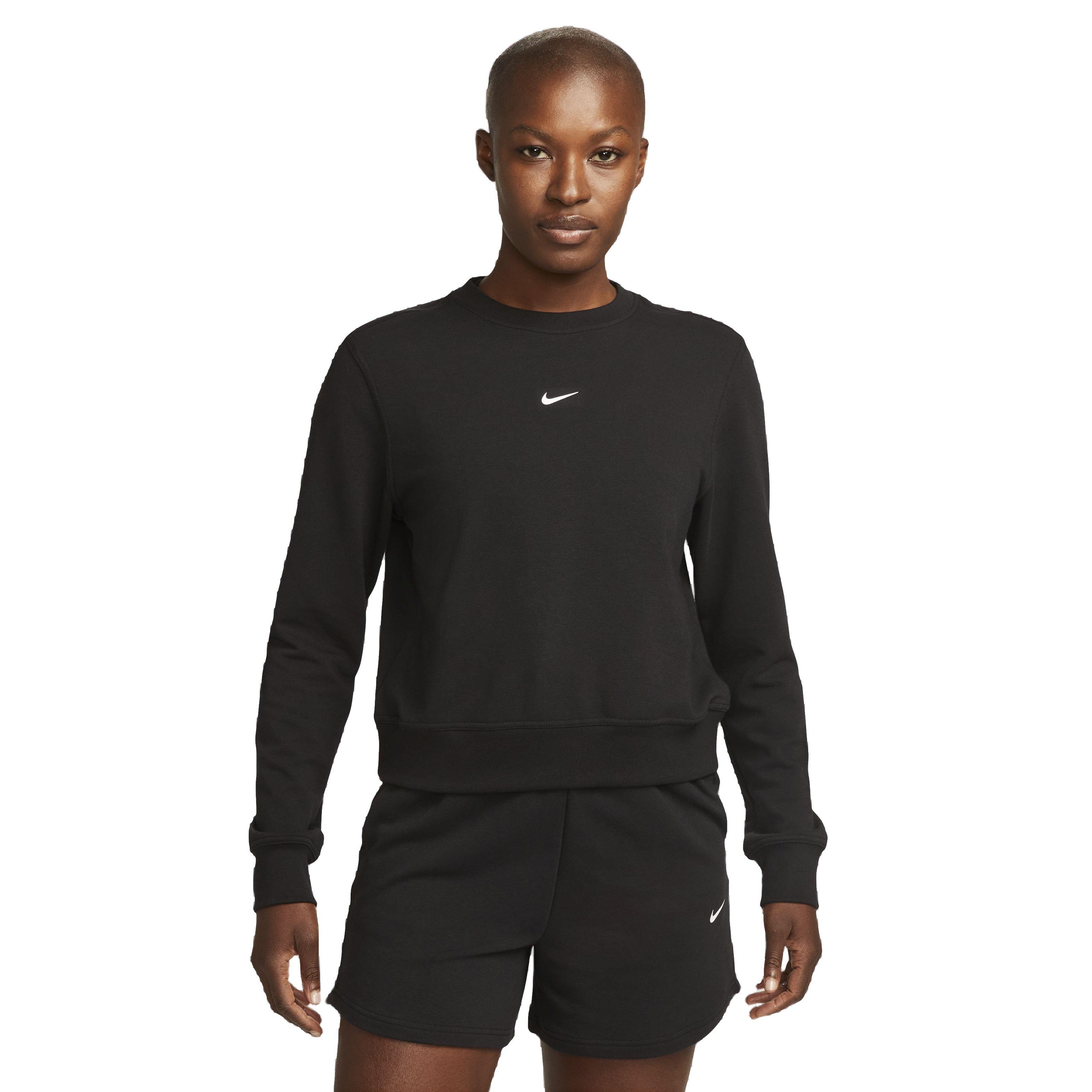 Nike Women's One Dri-FIT Crew-Neck LBR French Terry Sweatshirt - BLACK Thumbnail View 1