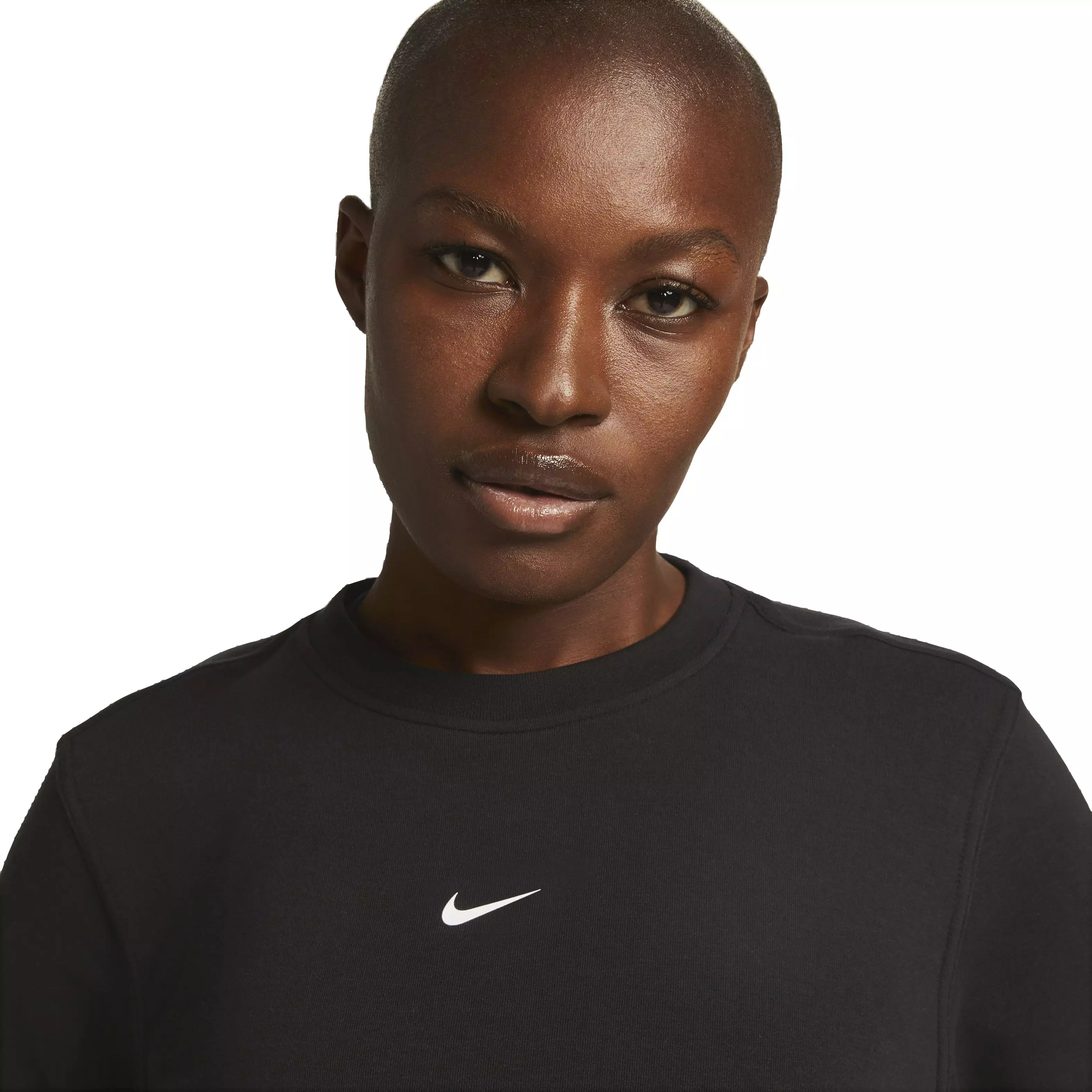 Nike Women's One Dri-FIT Crew-Neck LBR French Terry Sweatshirt - BLACK