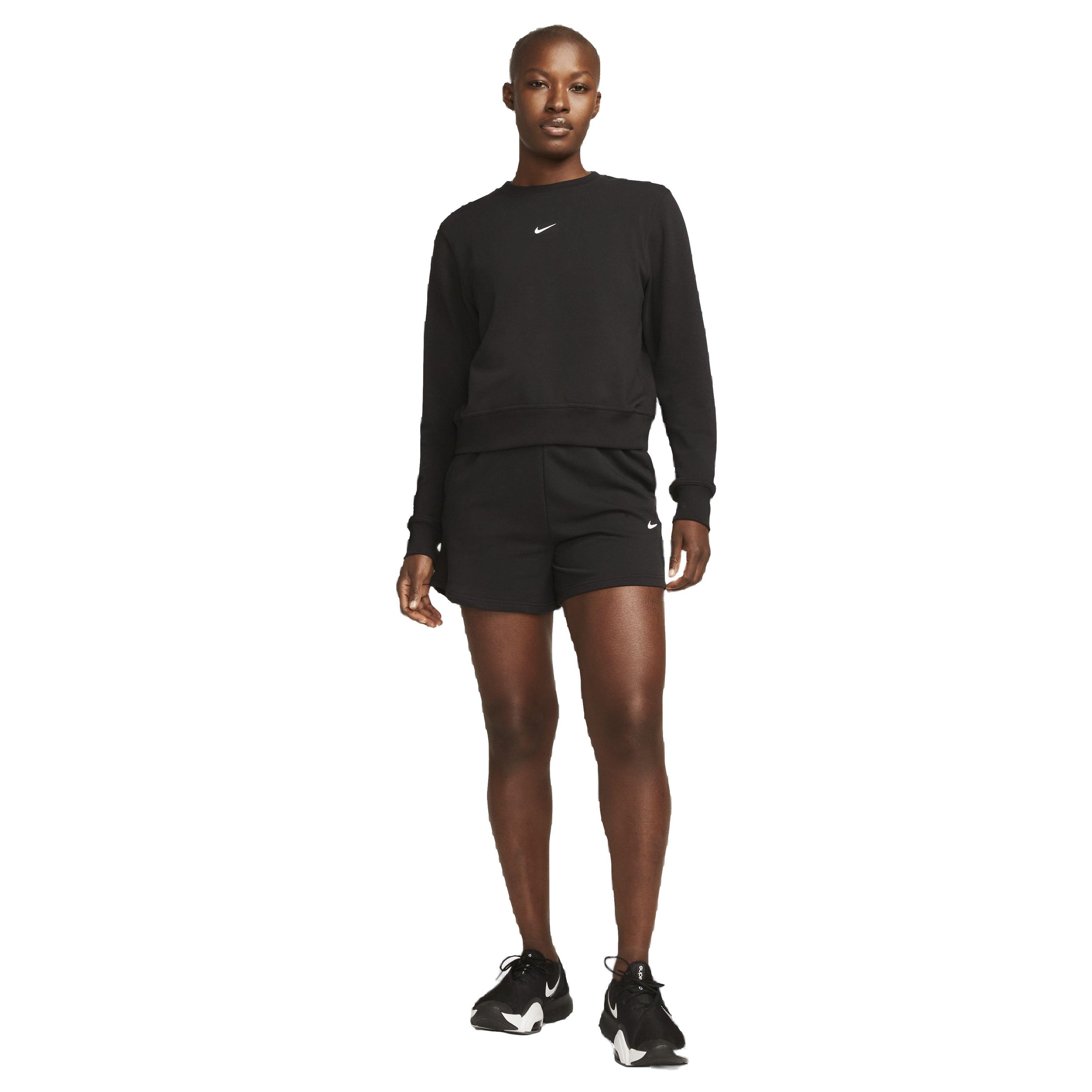 Nike Women's One Dri-FIT Crew-Neck LBR French Terry Sweatshirt - BLACK Thumbnail View 4
