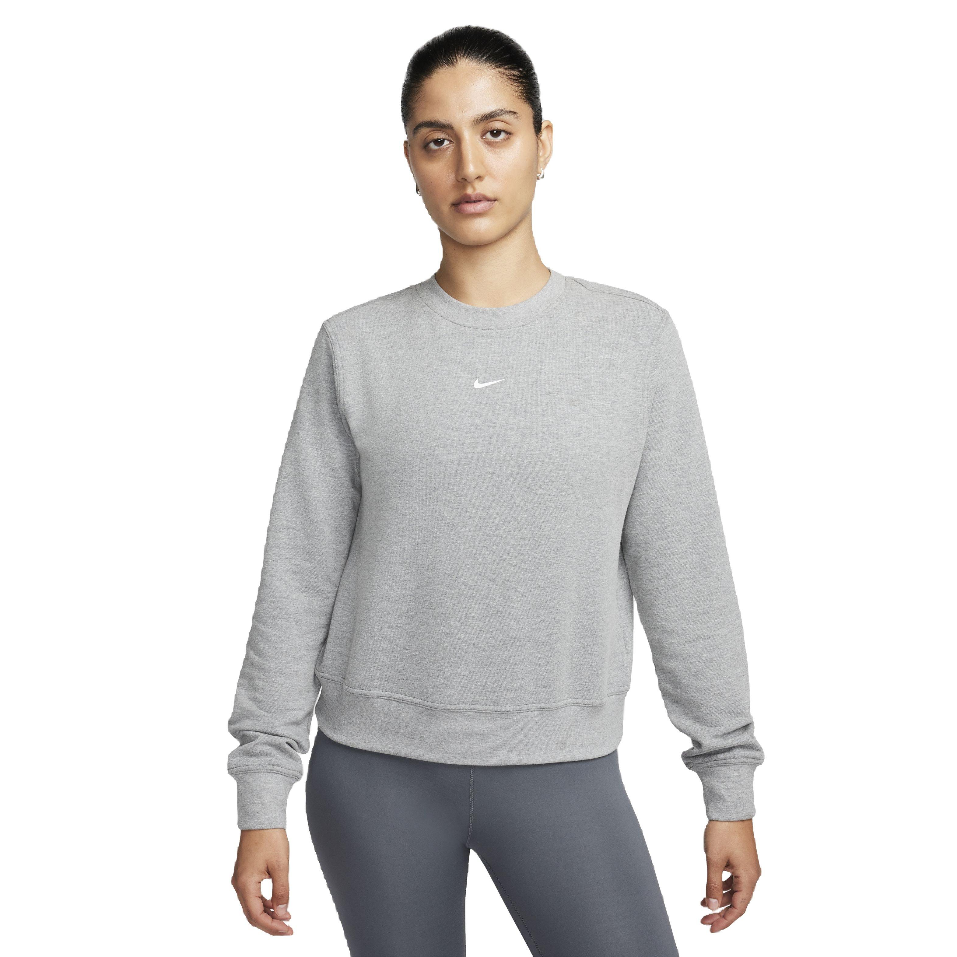 Nike Women's One Dri-FIT Crew-Neck LBR French Terry Sweatshirt - GREY Thumbnail View 1